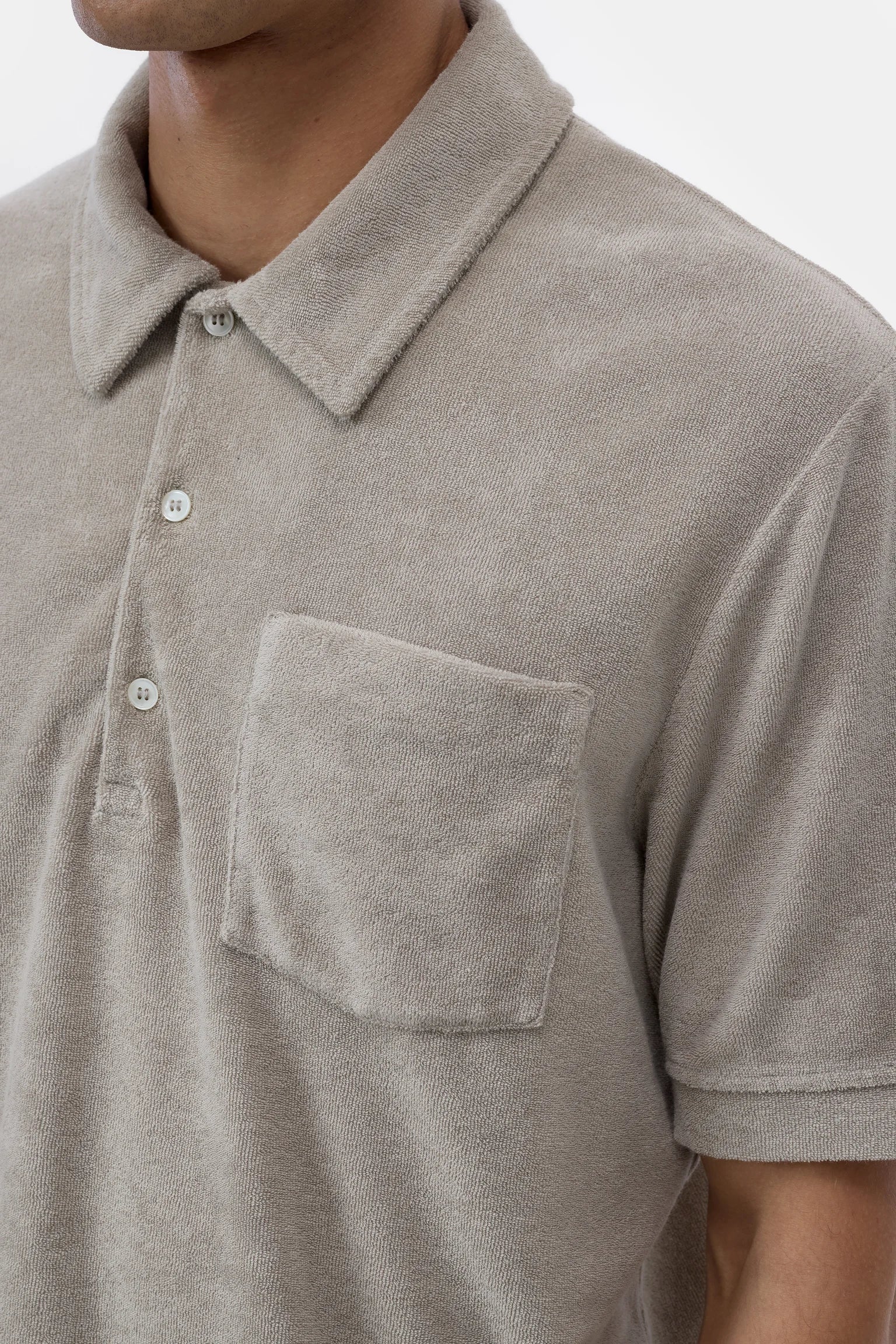 TERRY POLO - MUD GREY