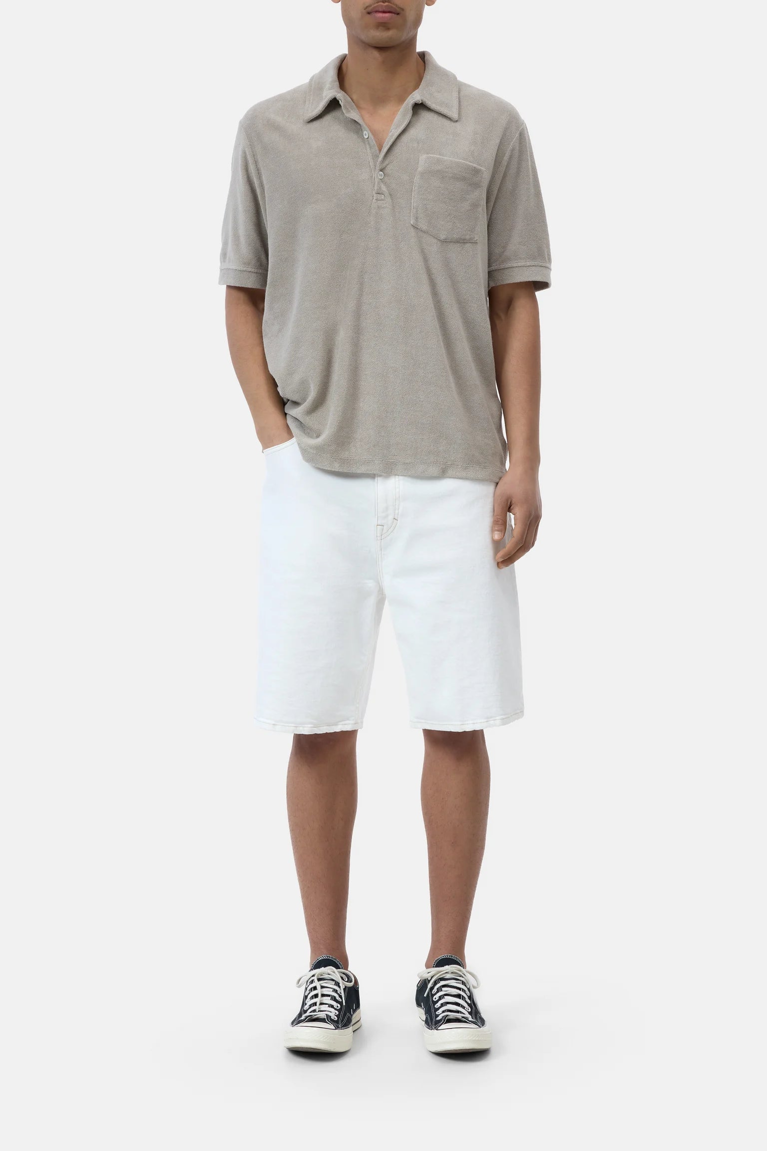 TERRY POLO - MUD GREY