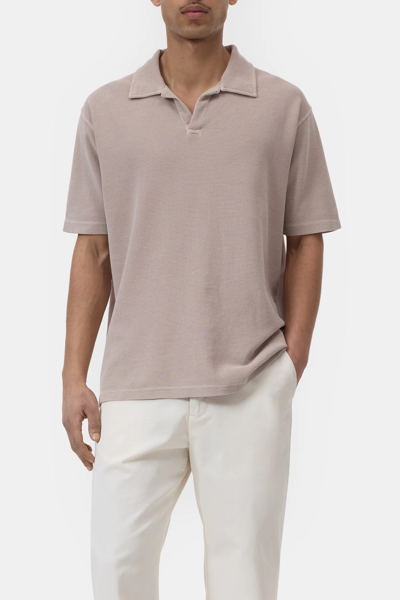 WAFFLE POLO - CLAY BEIGE