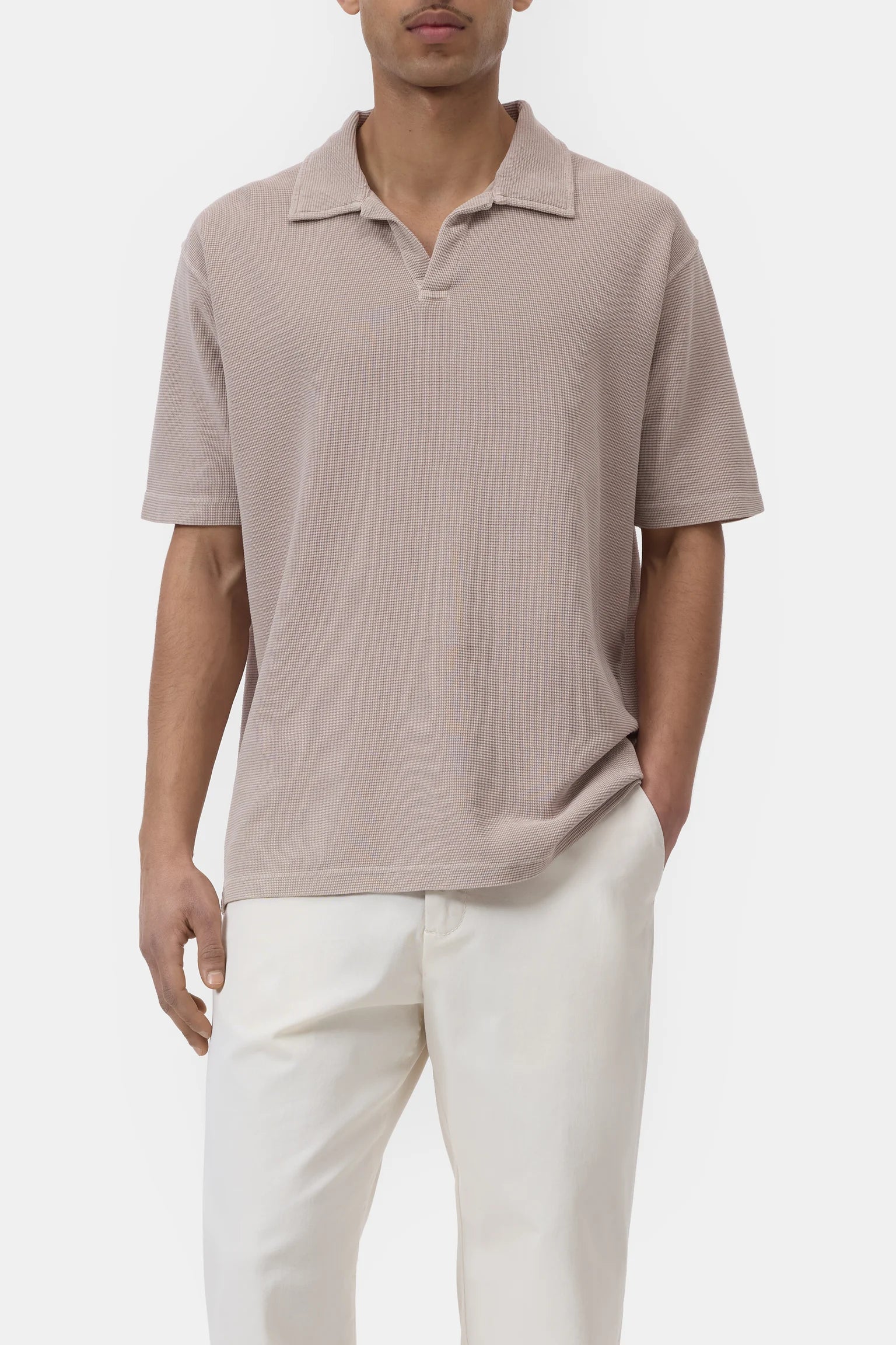 WAFFLE POLO - CLAY BEIGE