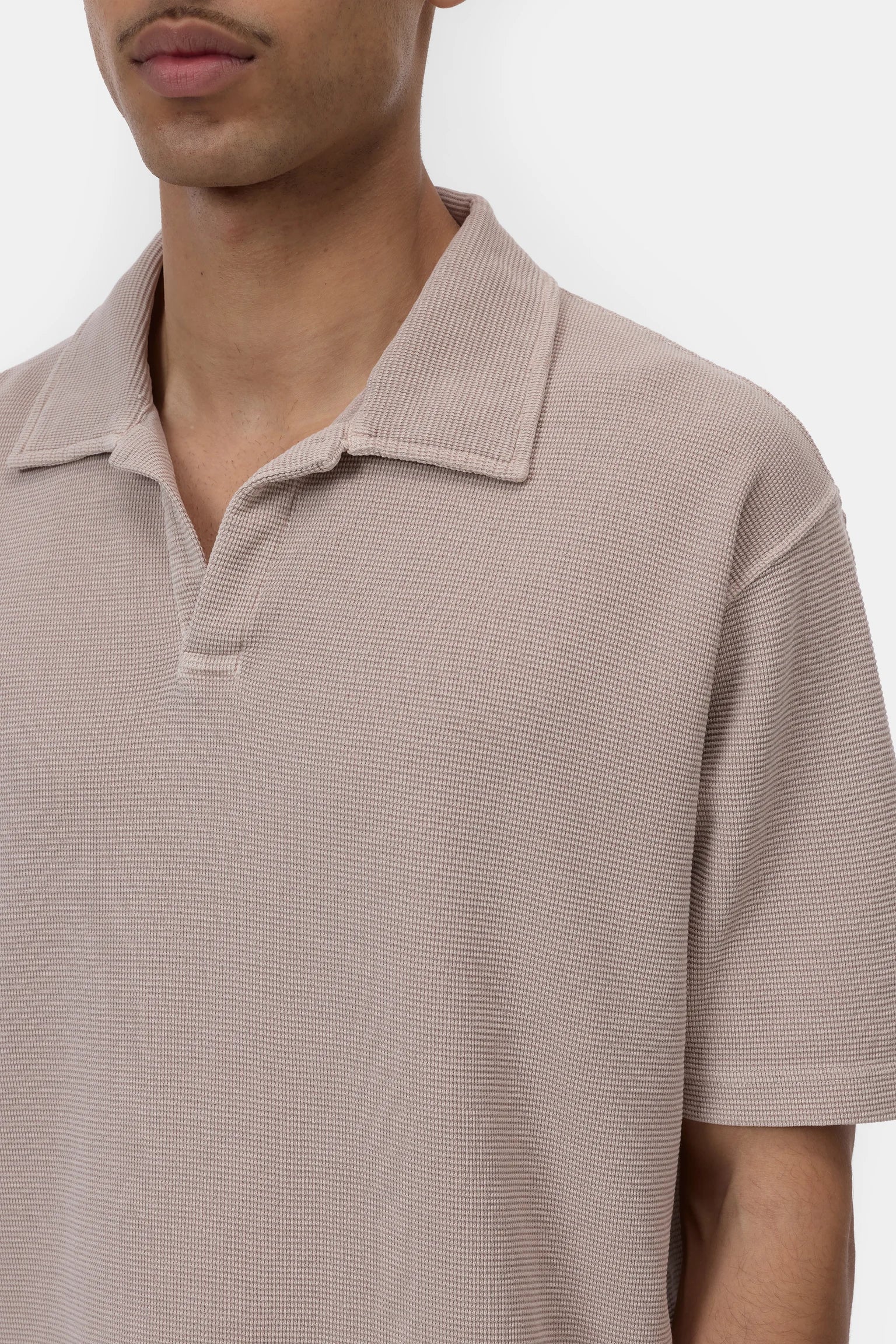 WAFFLE POLO - CLAY BEIGE