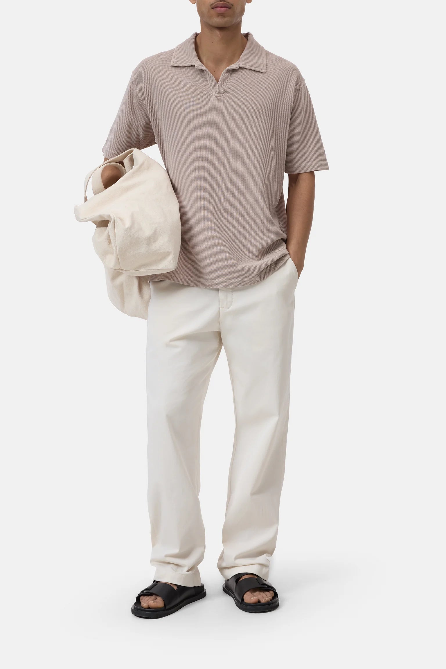WAFFLE POLO - CLAY BEIGE