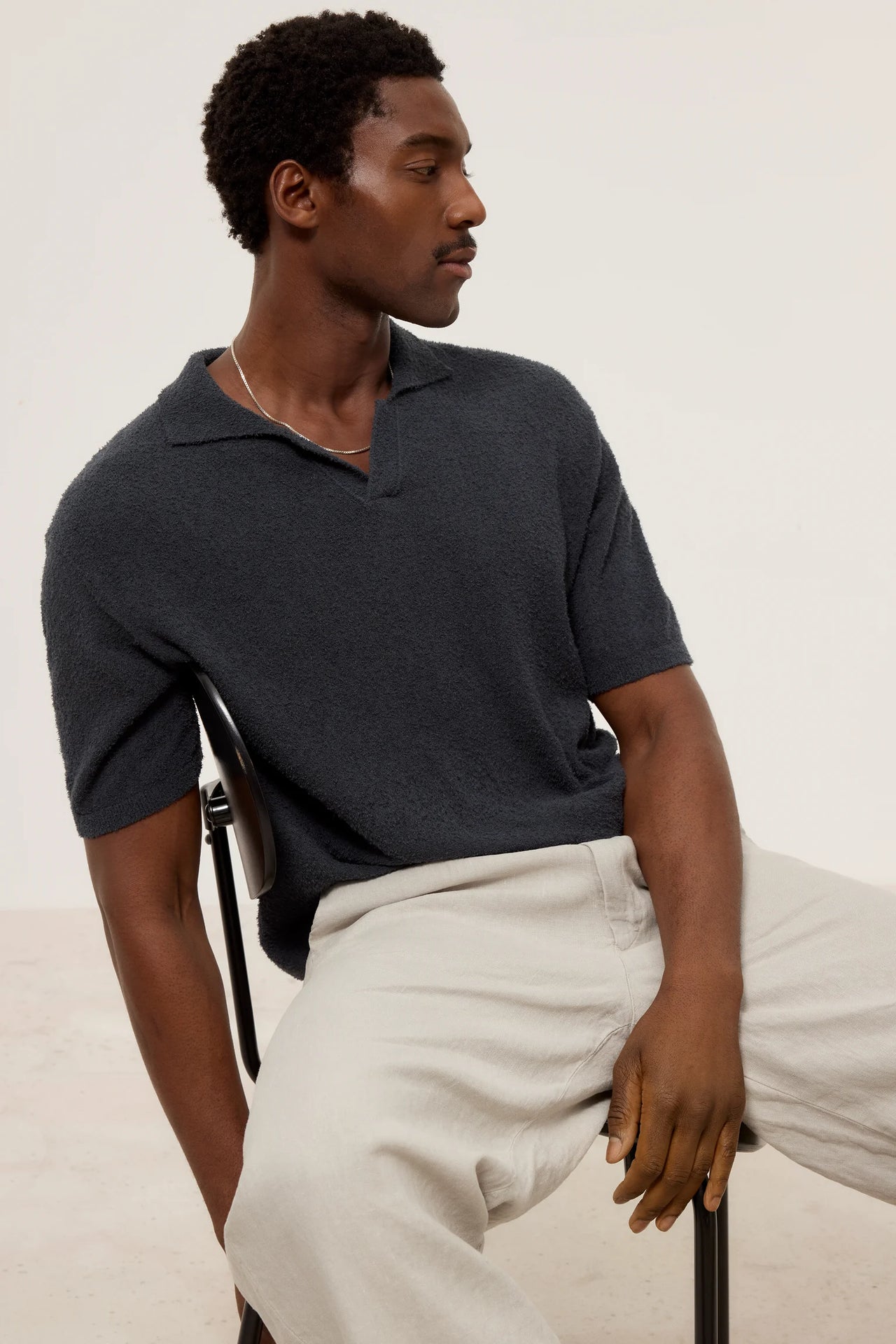 KNIT POLO - MAGMA BLACK
