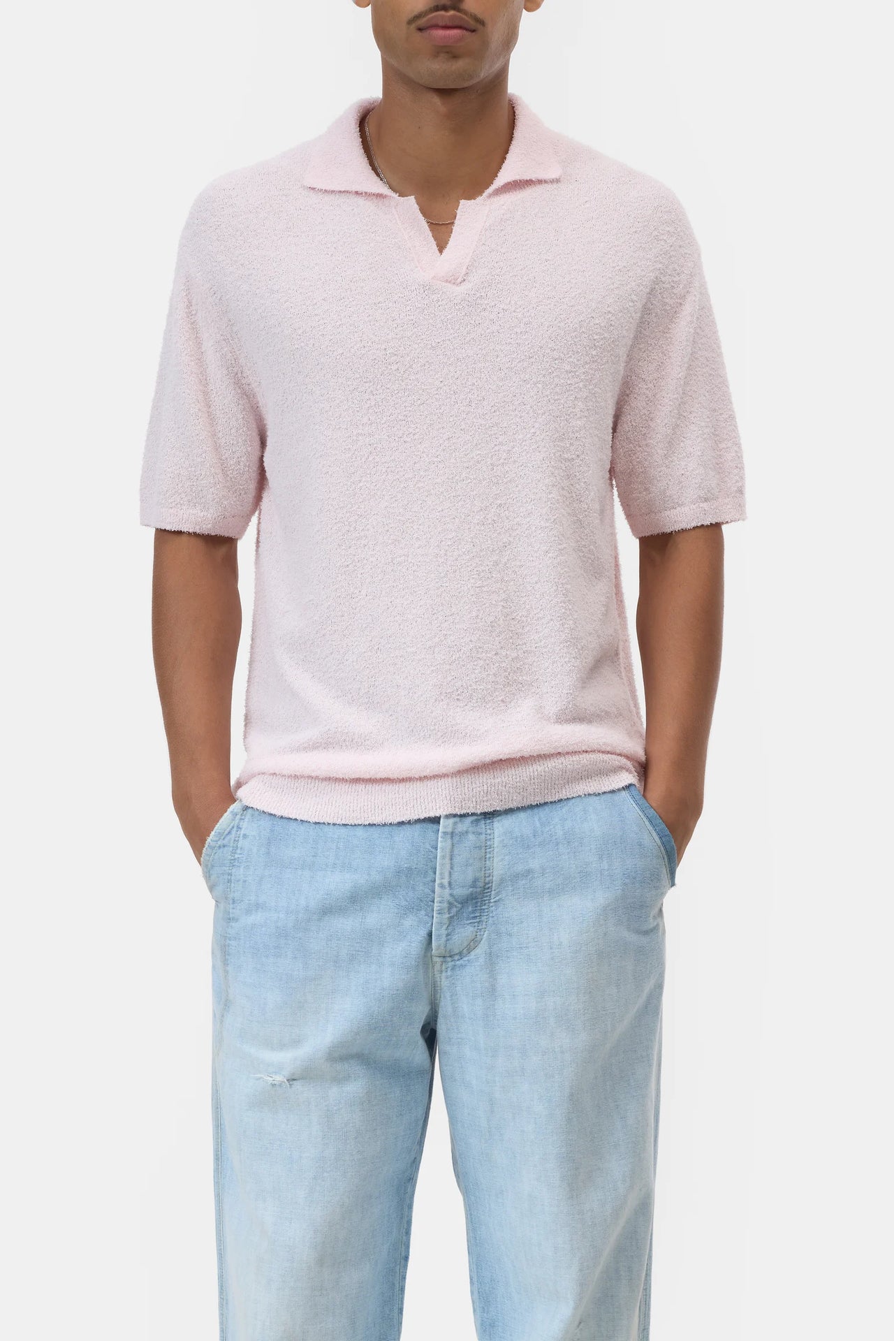 KNIT POLO - QUARTZ PINK