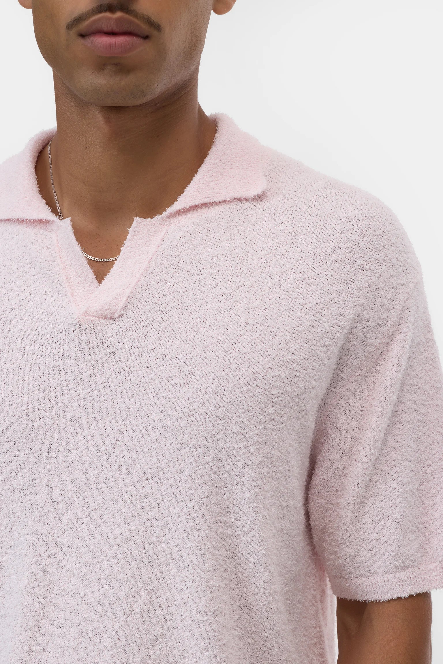 KNIT POLO - QUARTZ PINK