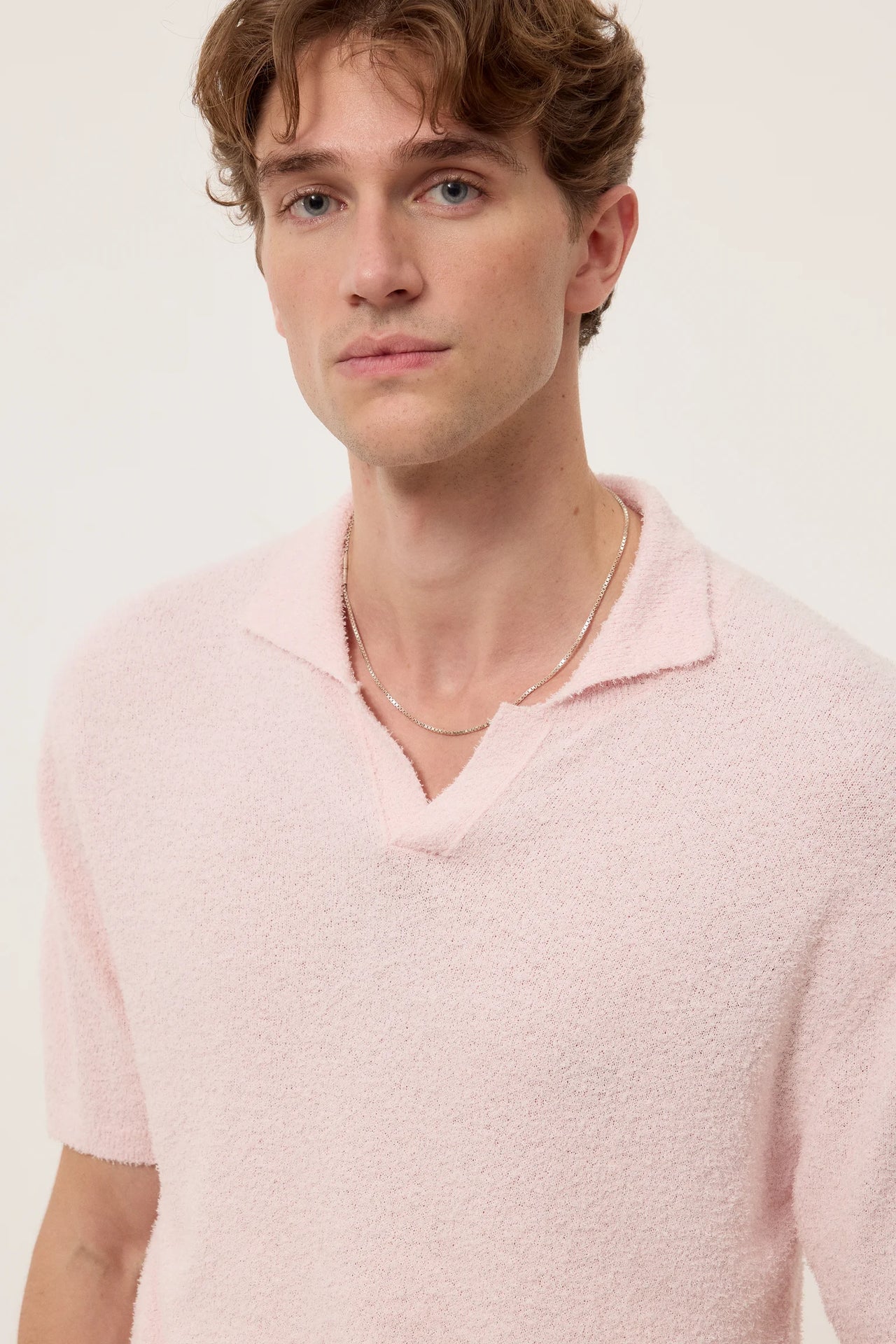 KNIT POLO - QUARTZ PINK