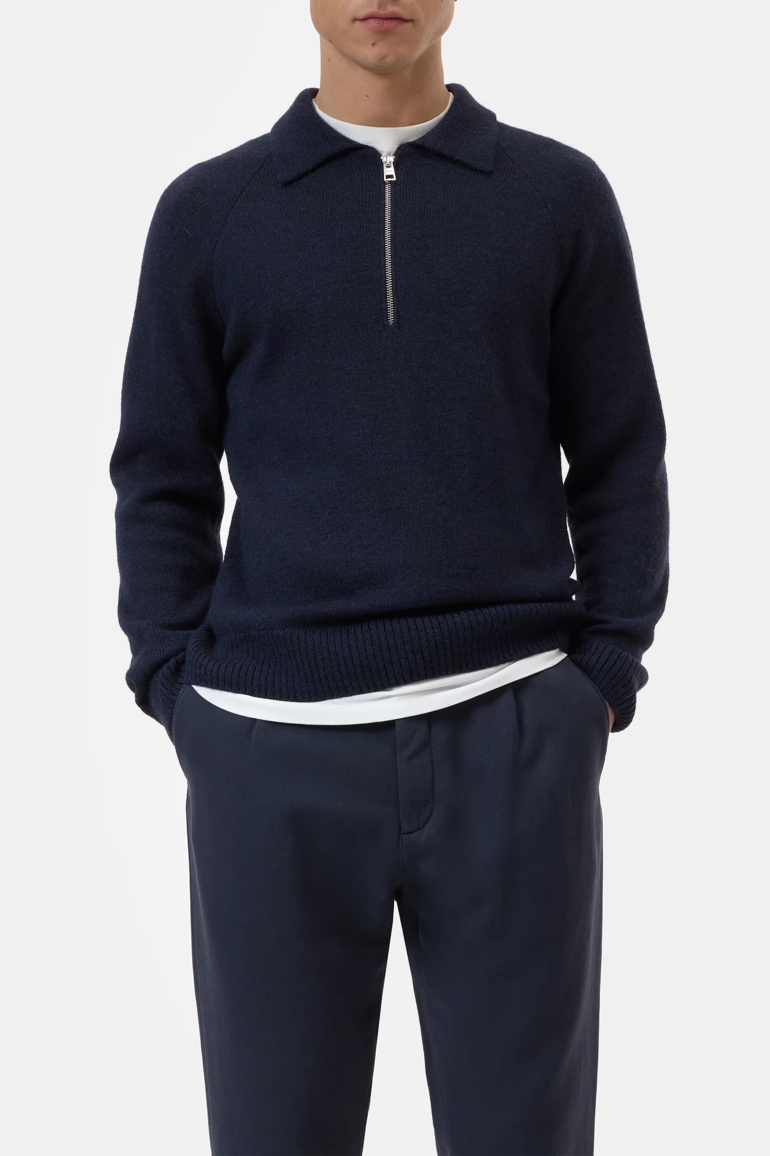 KNITTED POLO SWEATER - DARK NIGHT