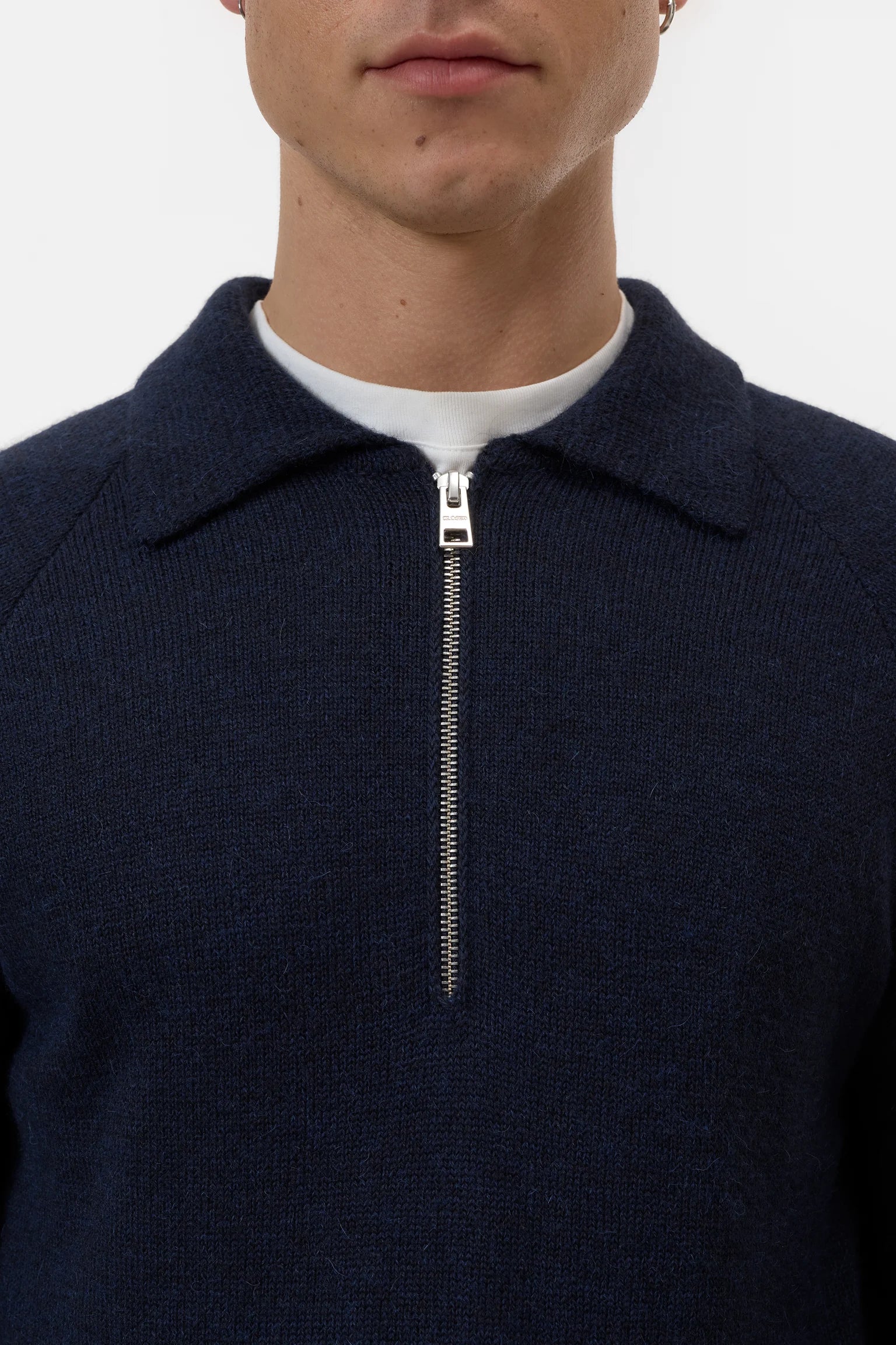 KNITTED POLO SWEATER - DARK NIGHT