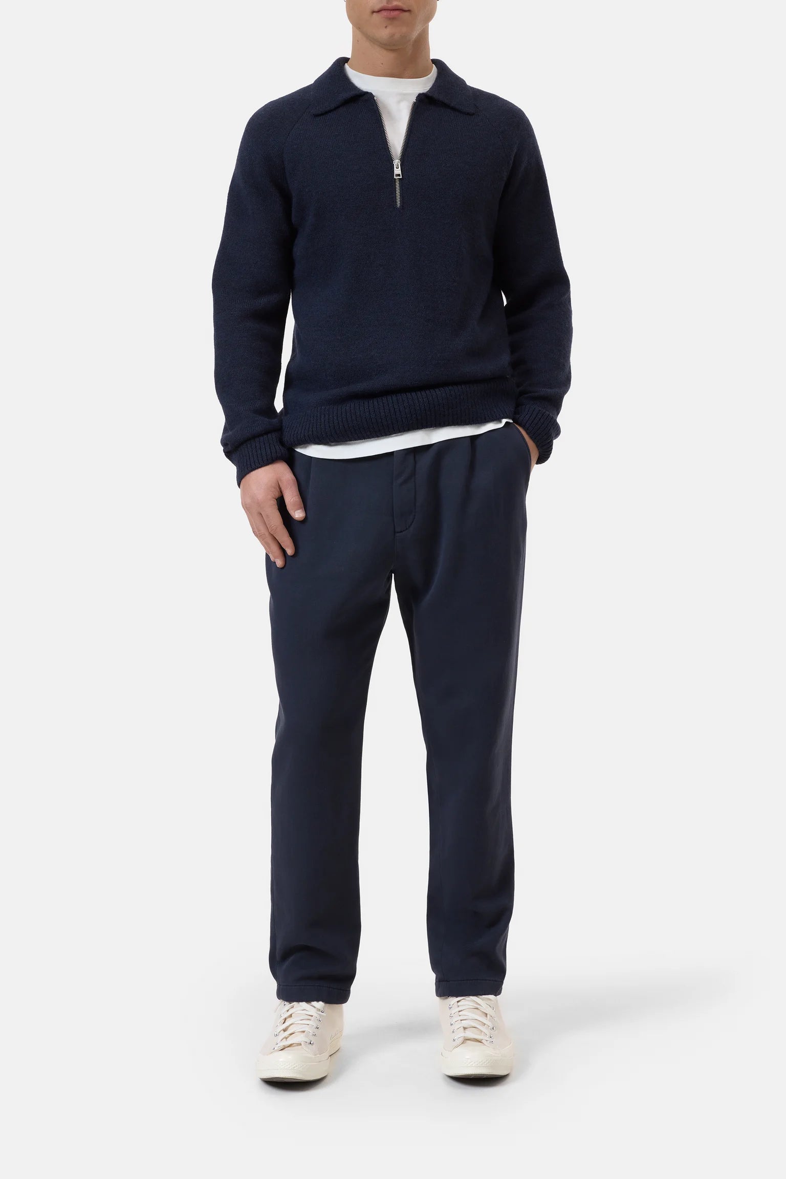 KNITTED POLO SWEATER - DARK NIGHT