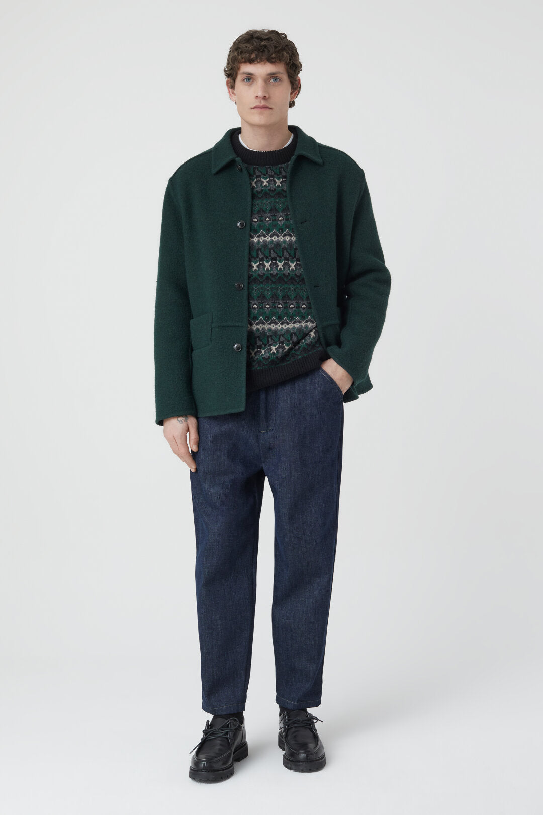 WOOL MIX JACKET - FERN GREEN - Assembly Showroom