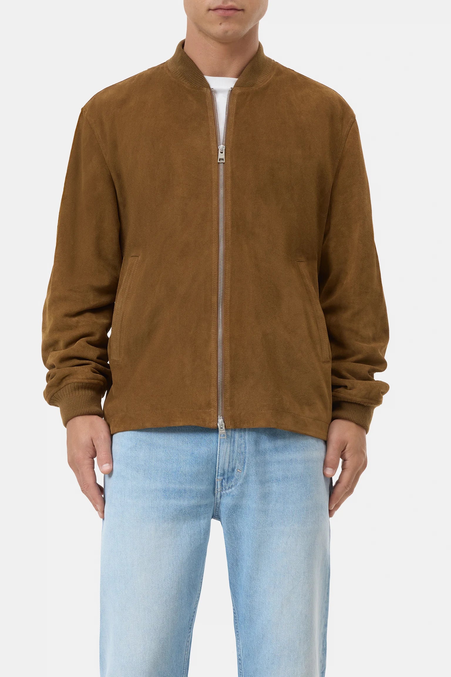 LEATHER BOMBER - MOCHA BROWN