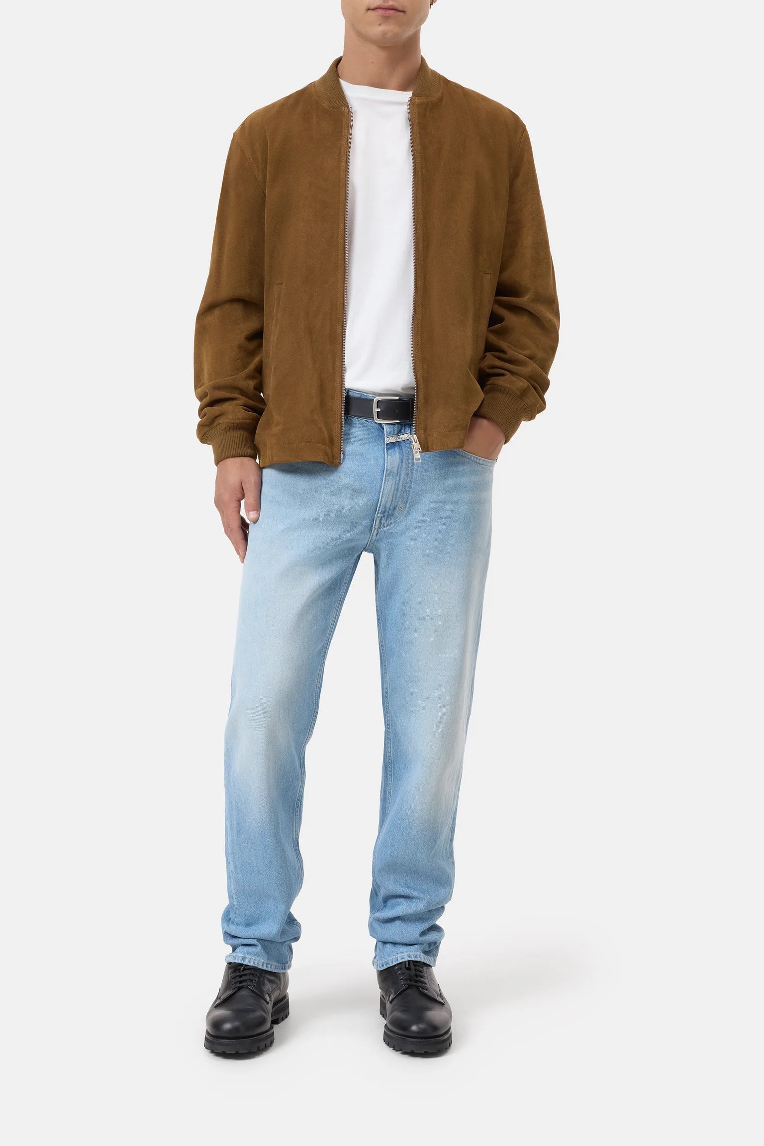 LEATHER BOMBER - MOCHA BROWN