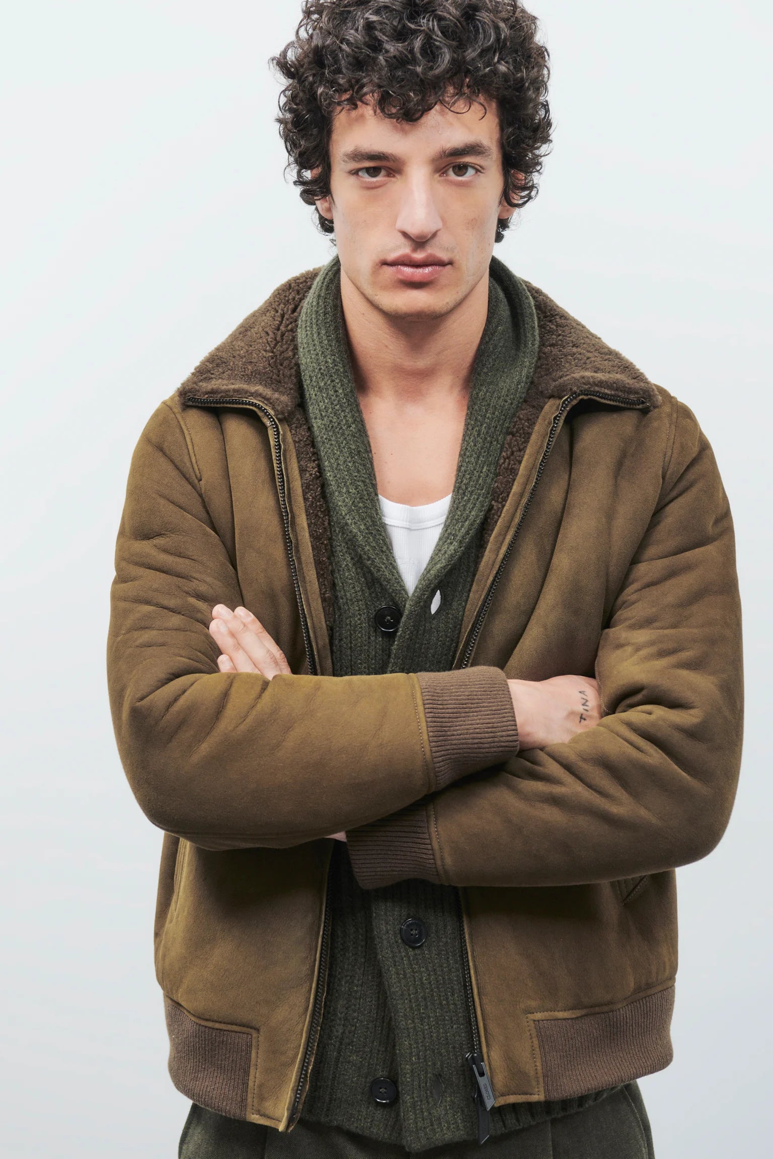 SHEARLING JACKET - MARSH GREEN