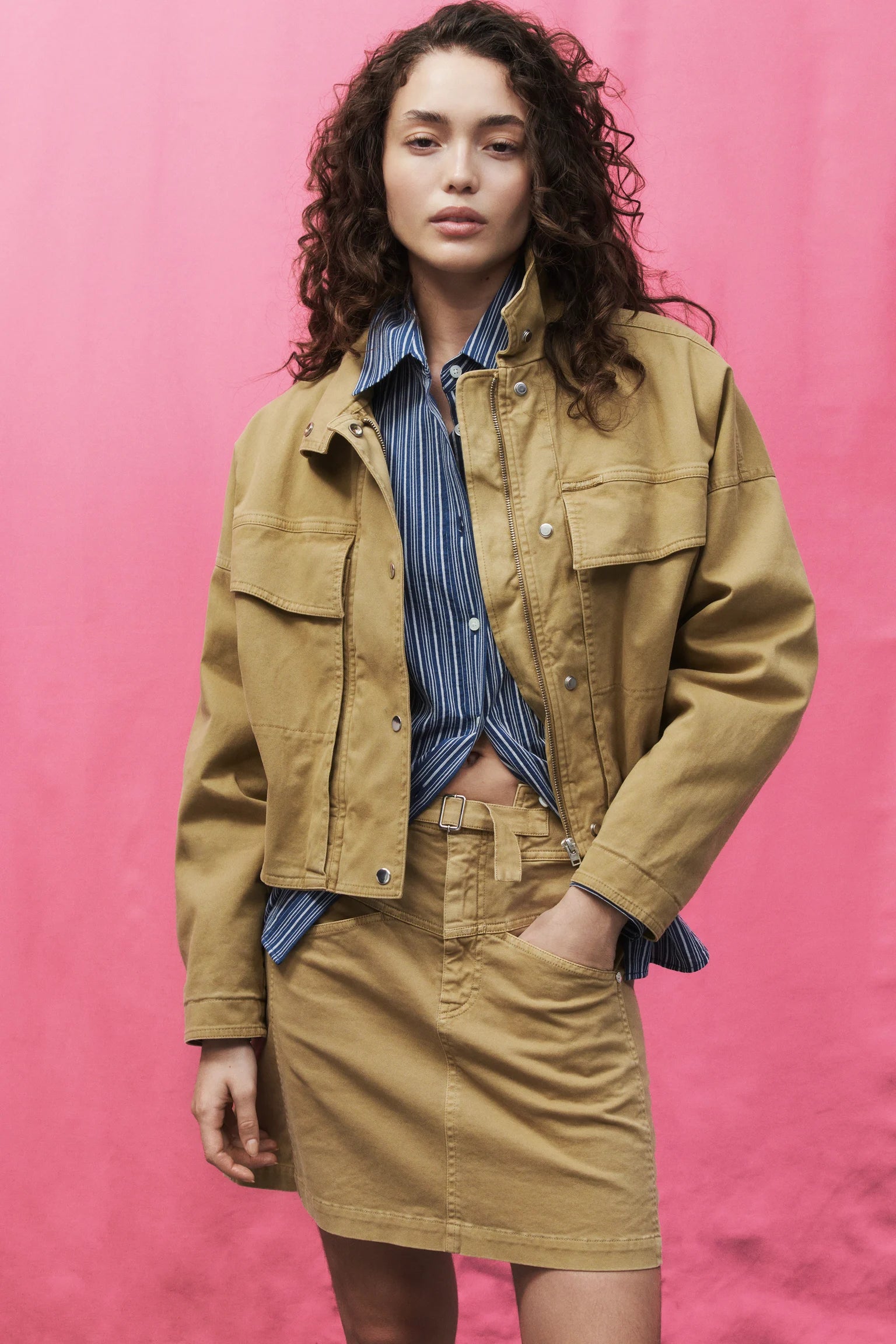 BELTED MINI SKIRT - URBAN BEIGE