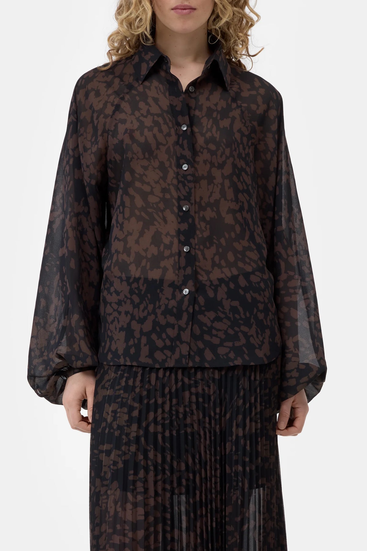 PRINTED RAGLAN TOP - MAHOGANY BROWN