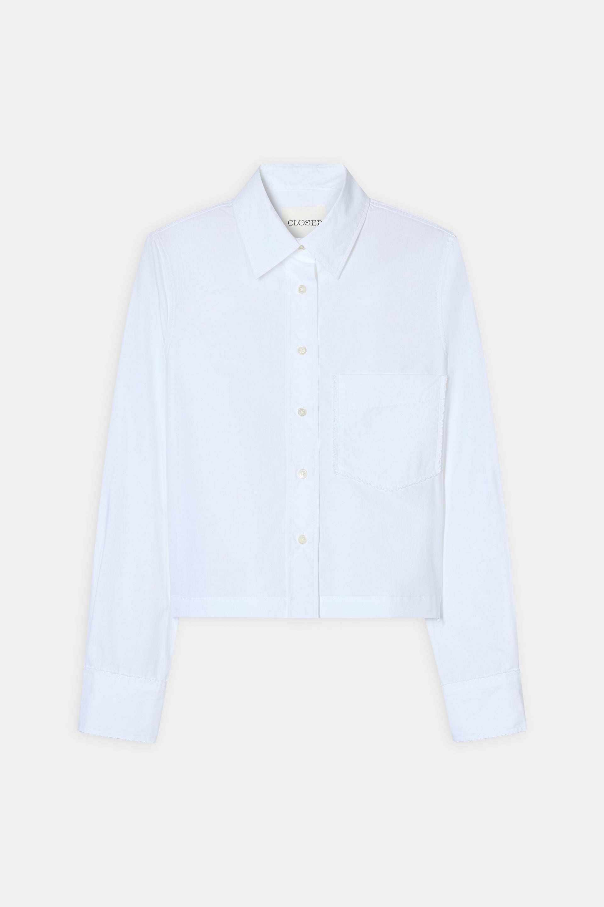 LACE TRIMMED SHIRT - WHITE