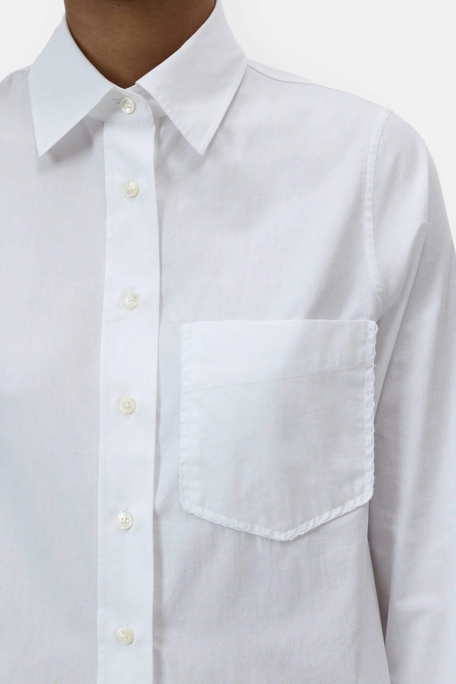 LACE TRIMMED SHIRT - WHITE