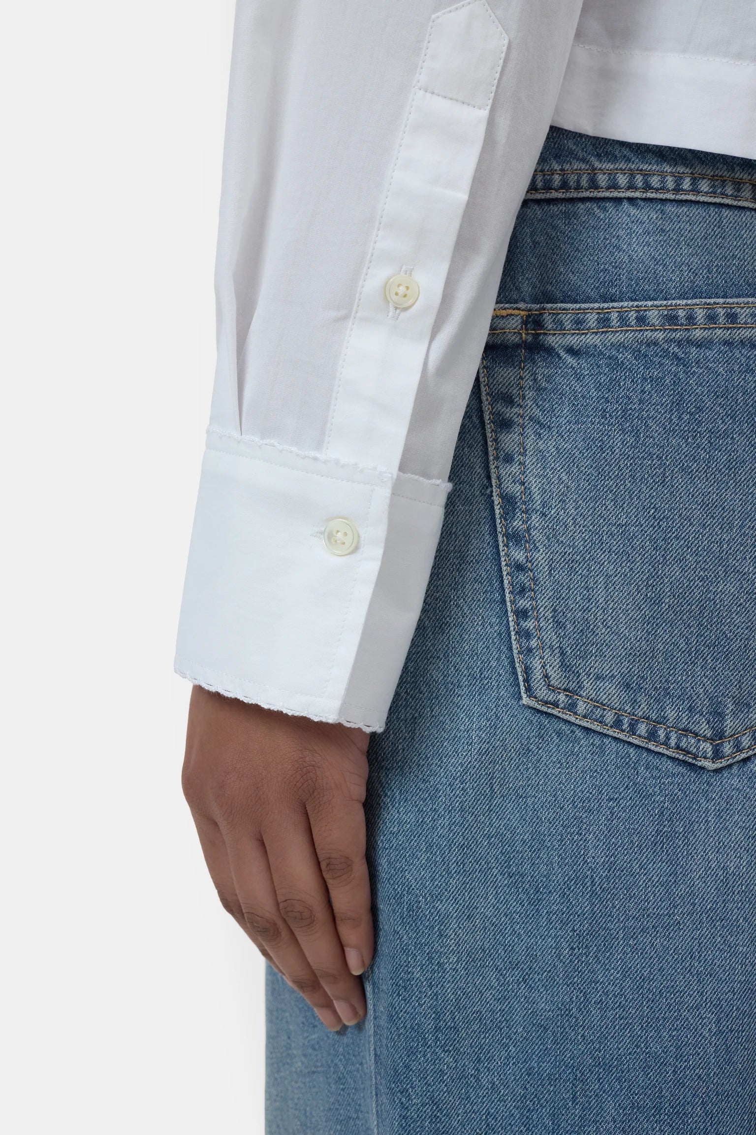 LACE TRIMMED SHIRT - WHITE