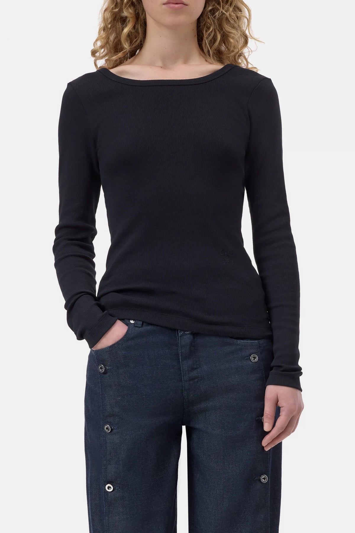 DEEP BACK COTTON TOP - BLACK
