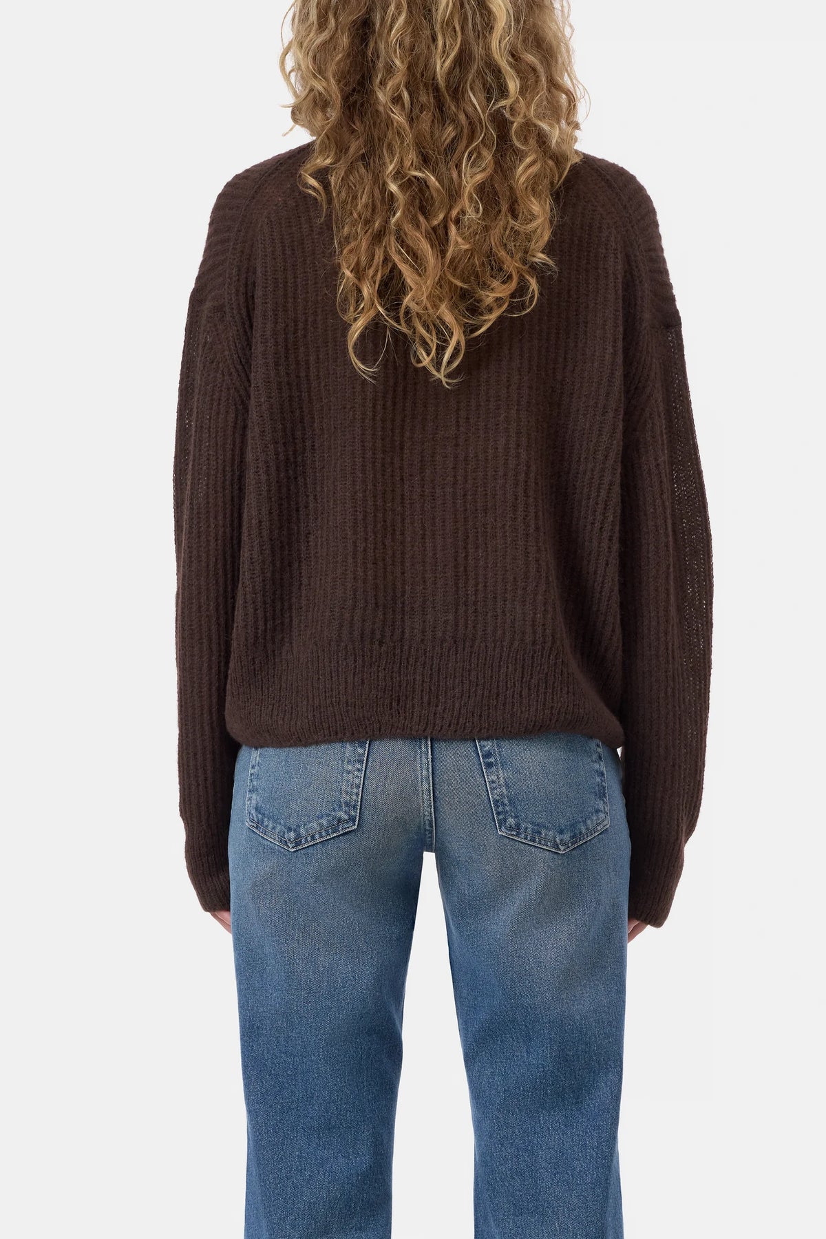 ALPACA-WOOL CARDIGAN - MAHOGANY BROWN