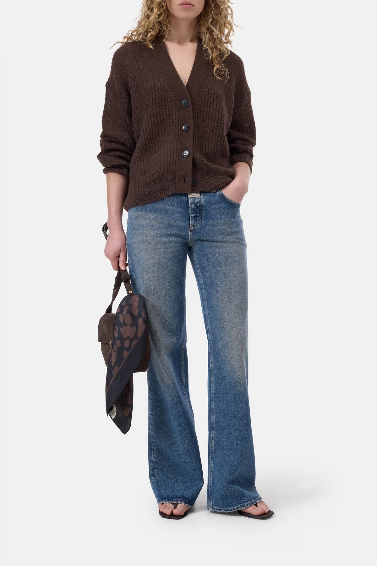 ALPACA-WOOL CARDIGAN - MAHOGANY BROWN