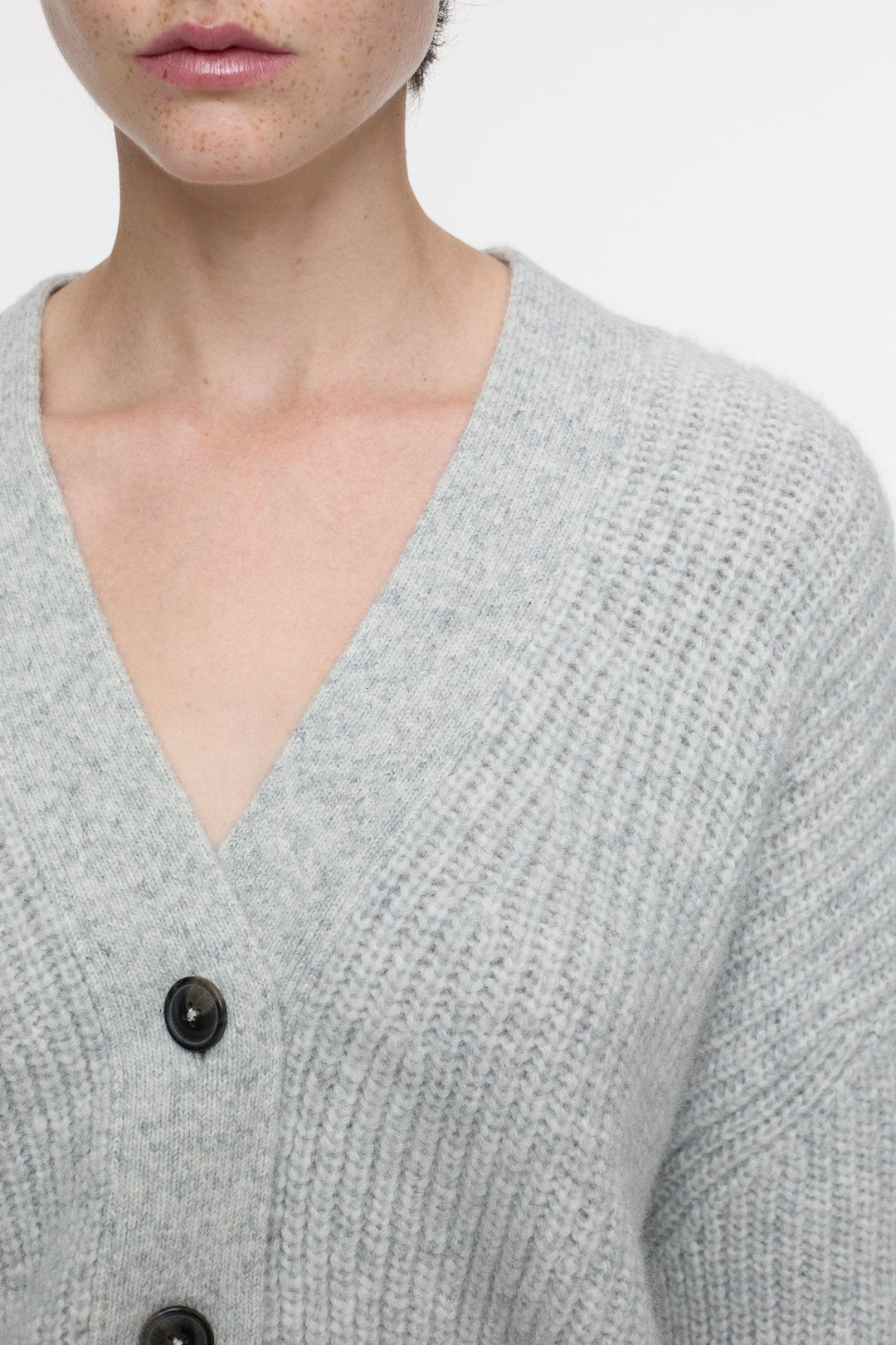 BOXY CARDIGAN - LIGHT GREY MELANGE