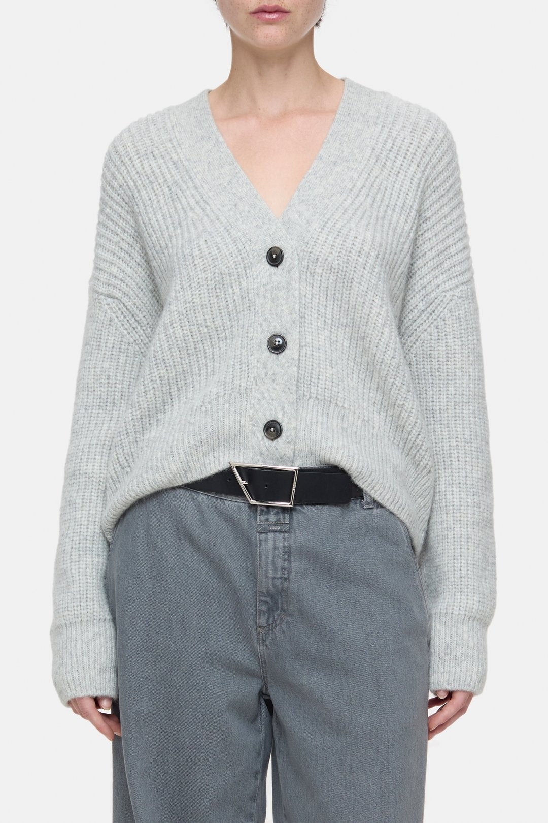 BOXY CARDIGAN - LIGHT GREY MELANGE