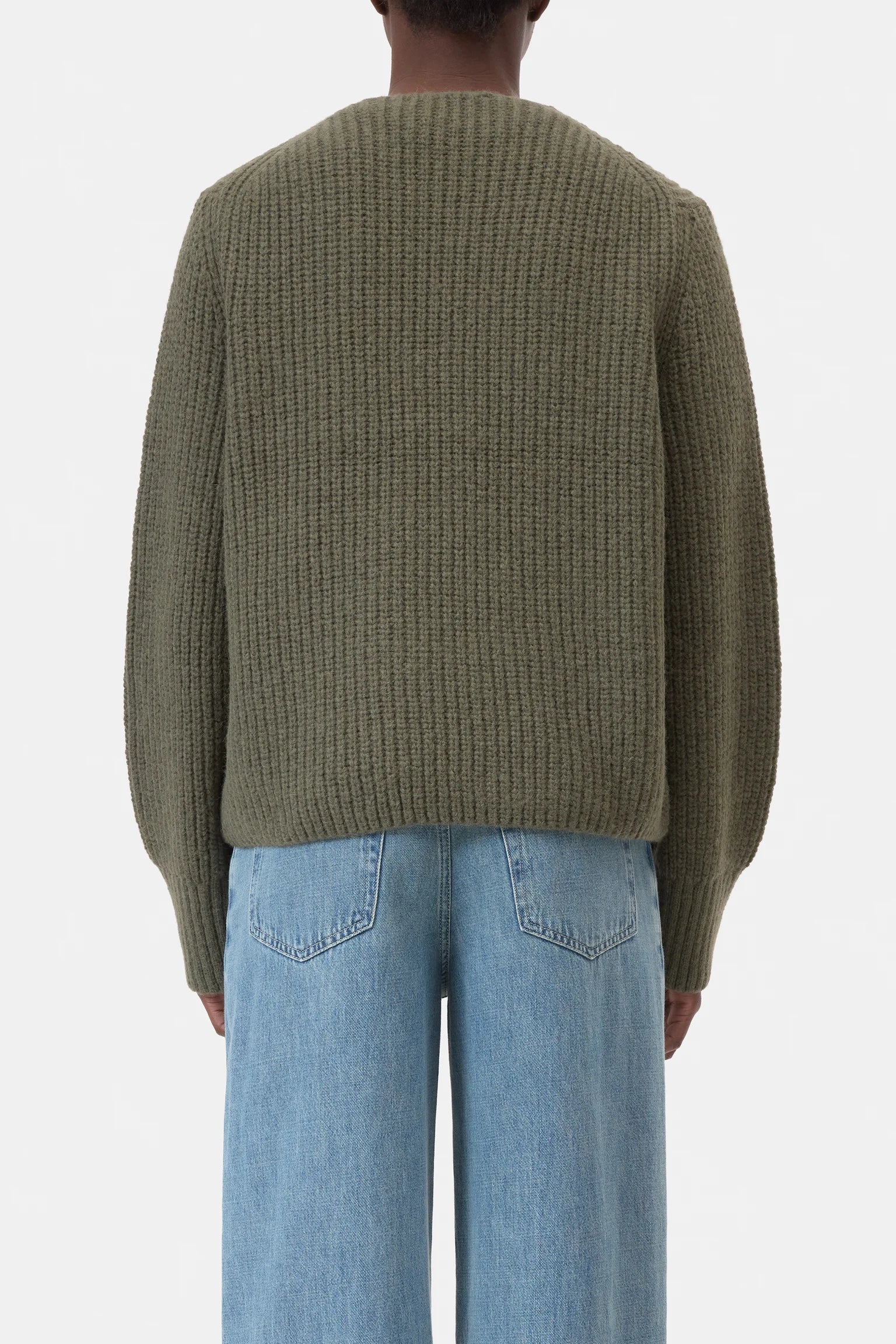 V-NECK L/S SWEATER - FOREST GREEN
