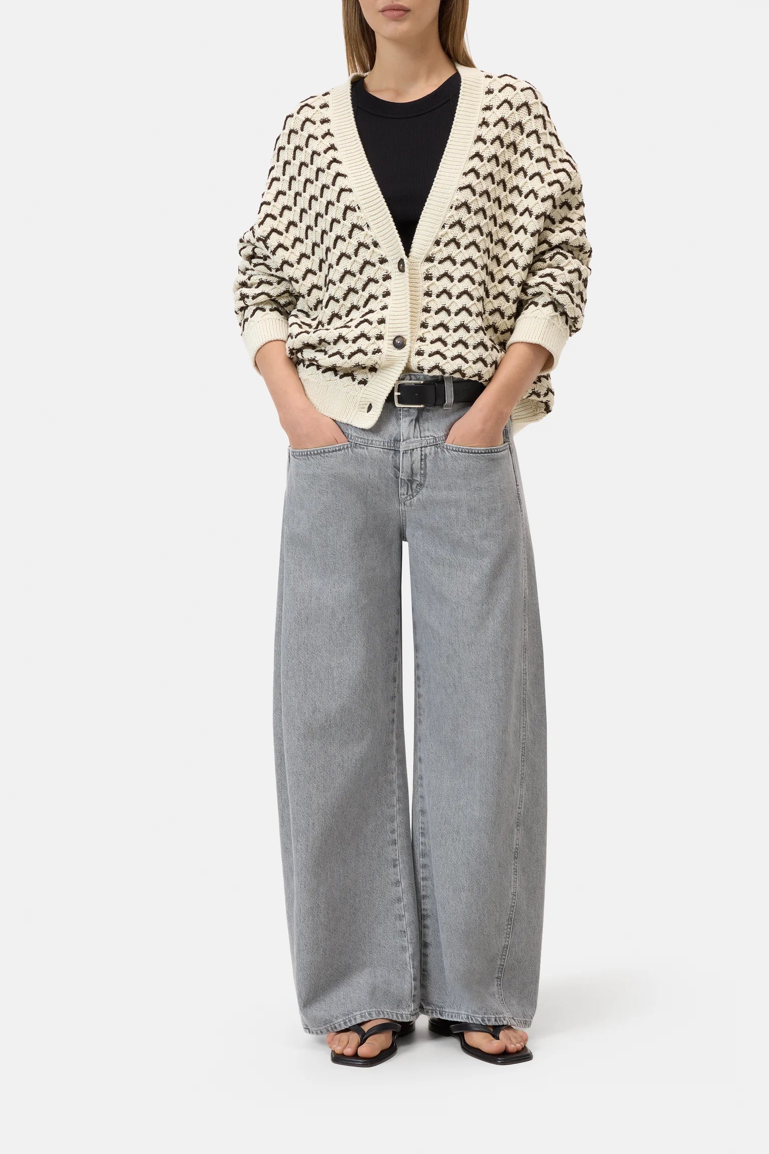 V-NECK CARDIGAN - WITHERIT BEIGE