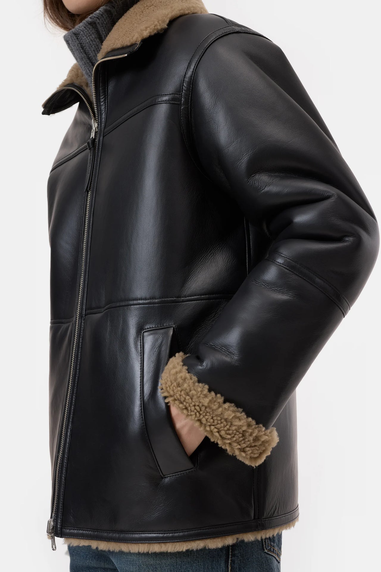 SHEARLING JACKET - BLACK