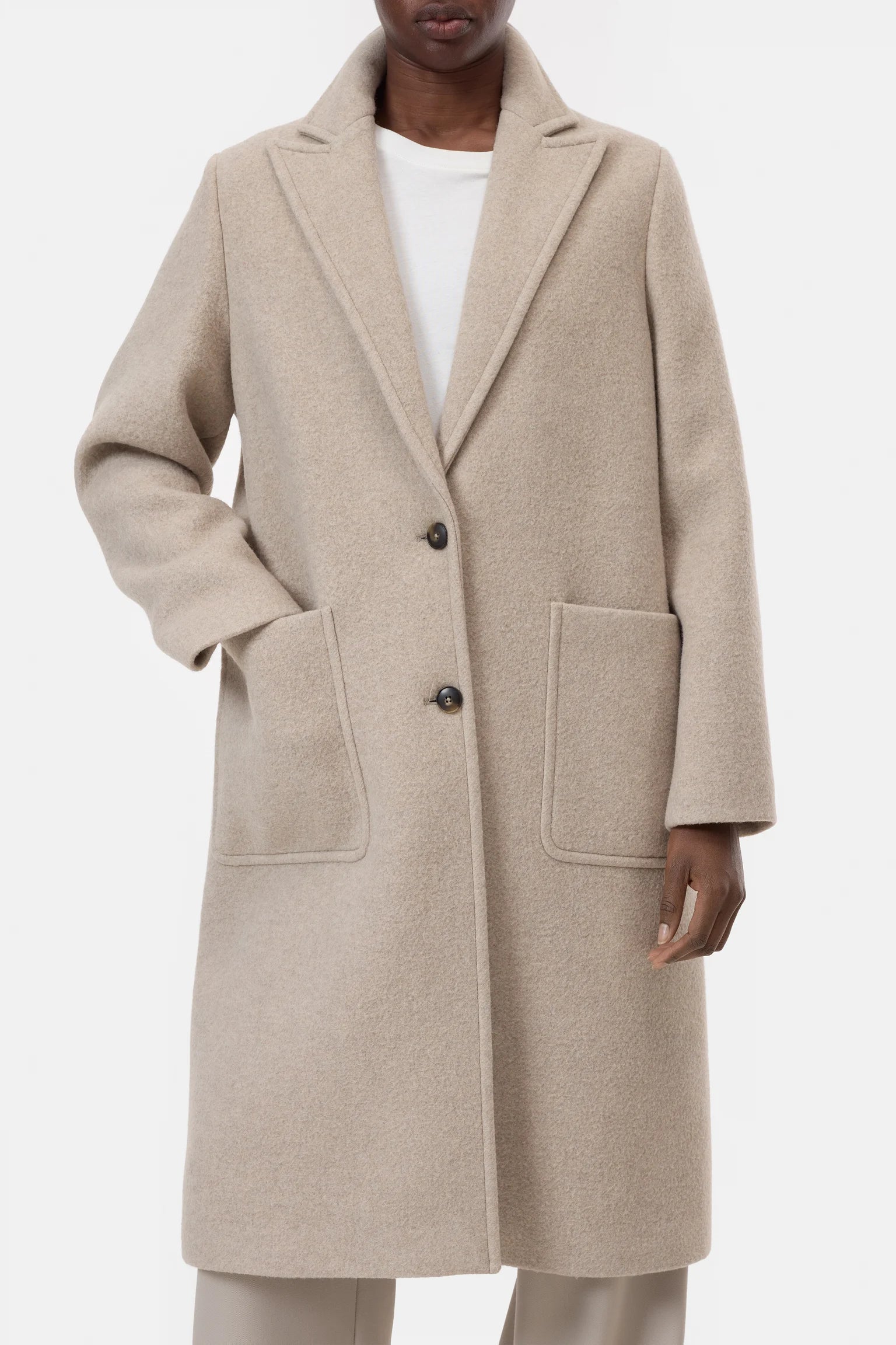 SINGLE BREASTED WOOL COAT - GREY