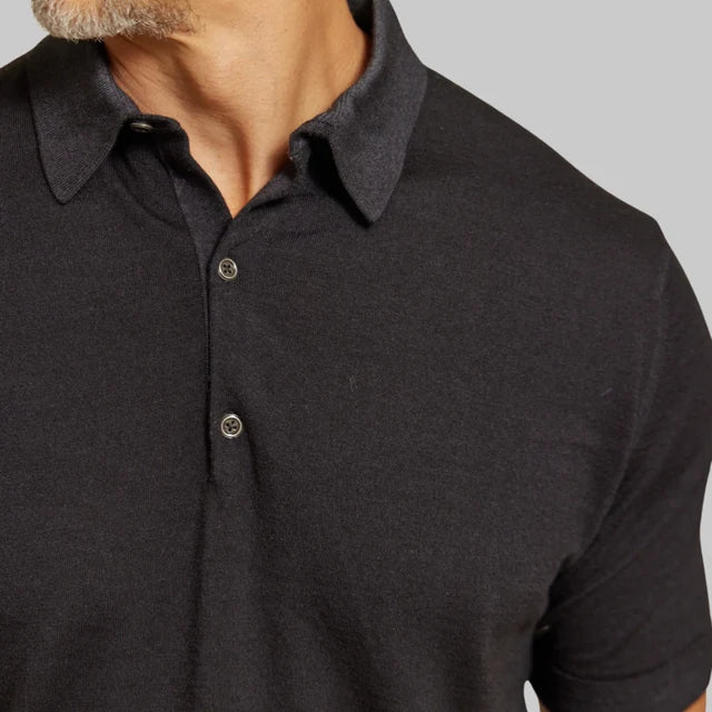 THE CILLIAN S/S MERINO POLO - BLACK