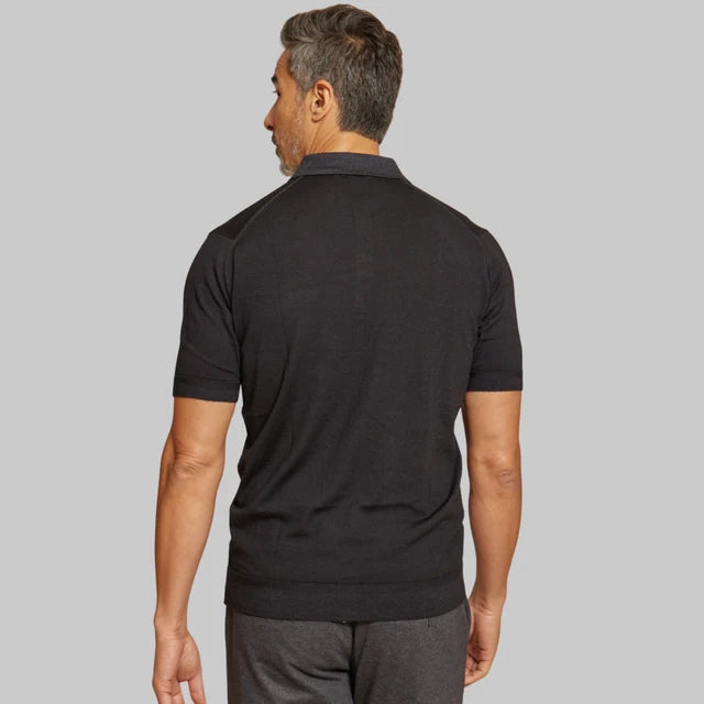 THE CILLIAN S/S MERINO POLO - BLACK