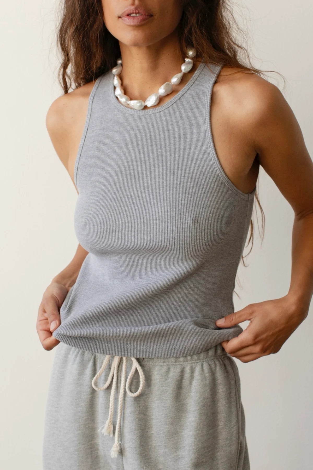 THE RIB TANK - HEATHER GRAY