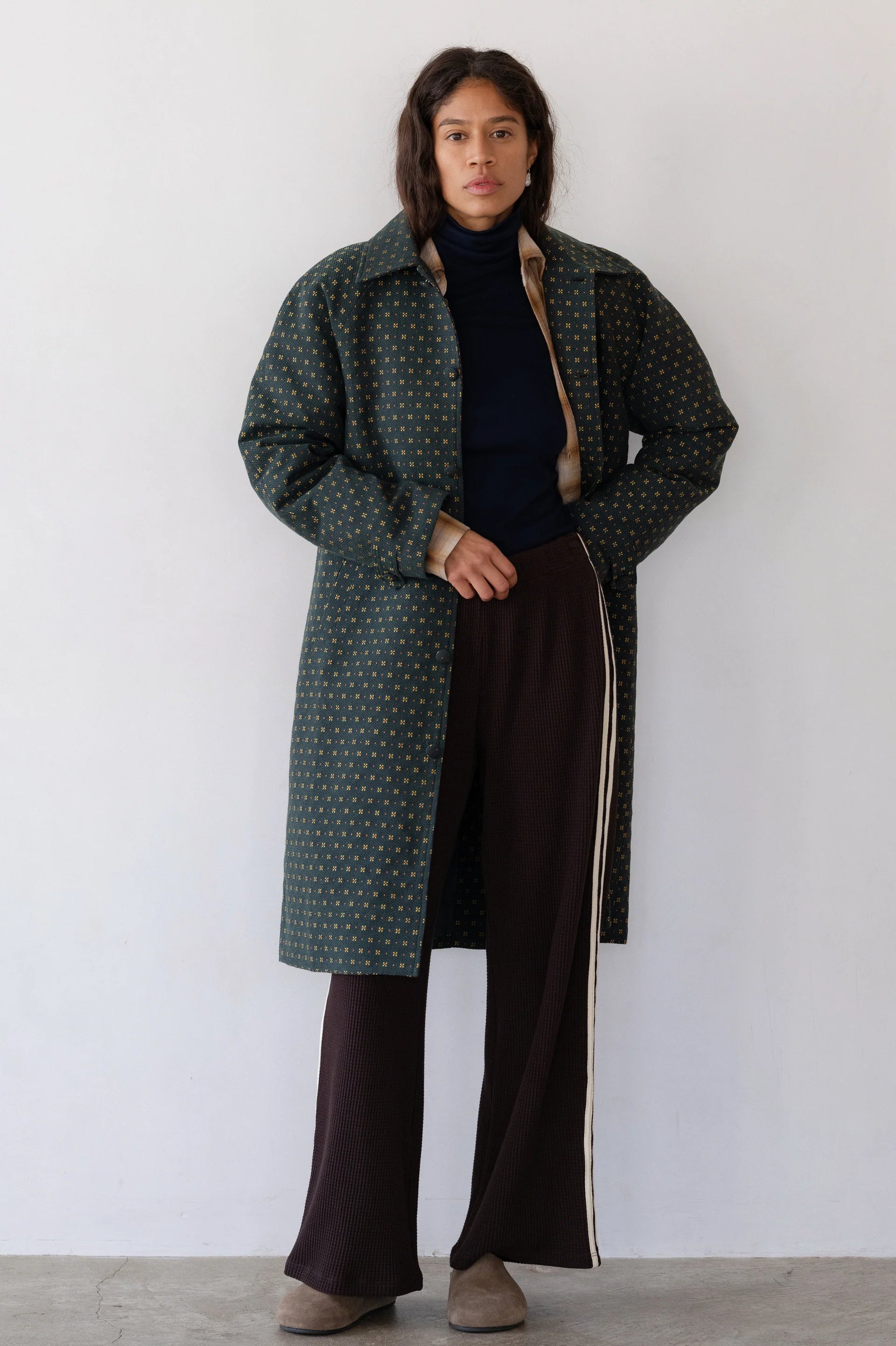 THE THERMAL CROP STRIPE PANT - ESPRESSO