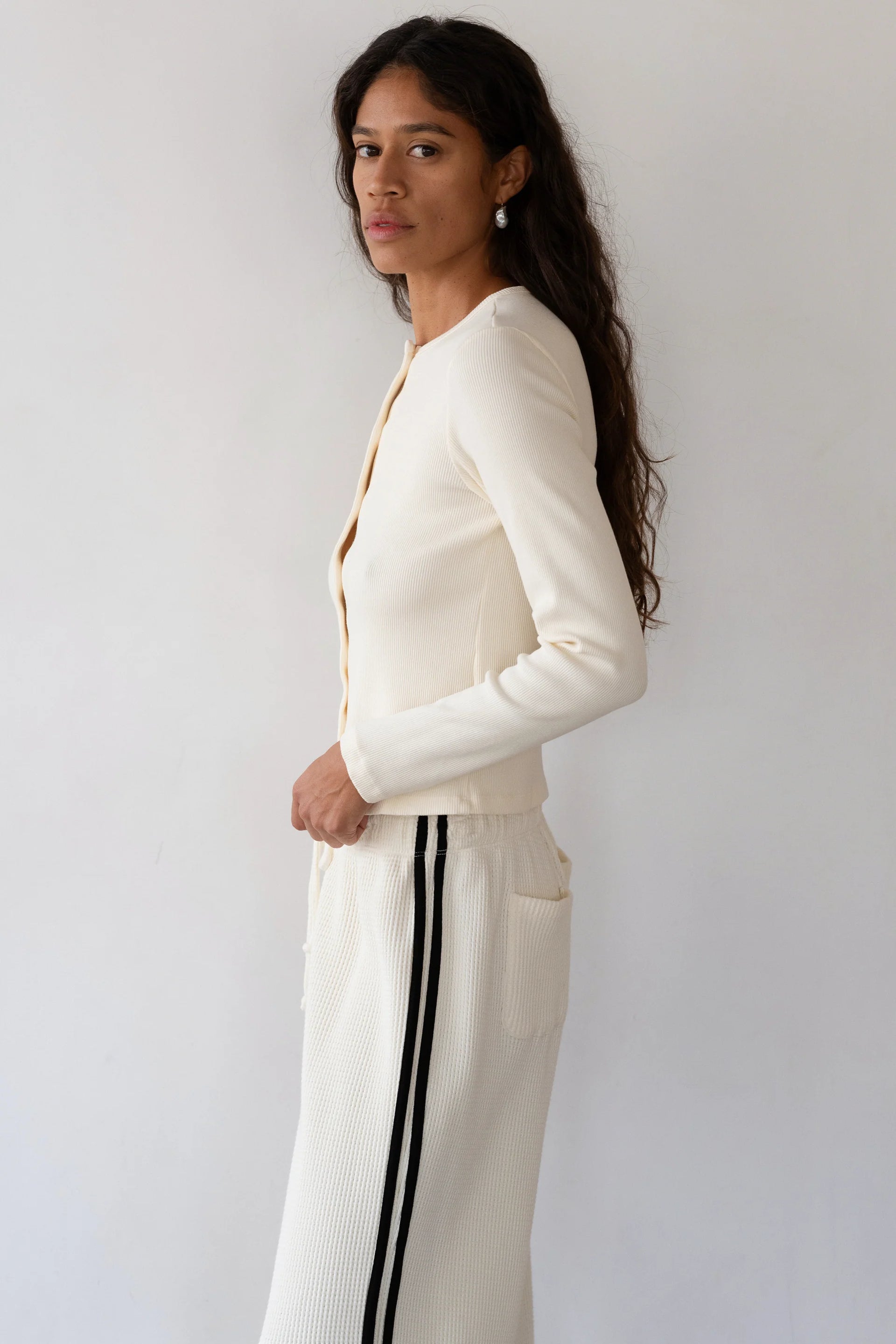 THE RIB CARDI - CREAM