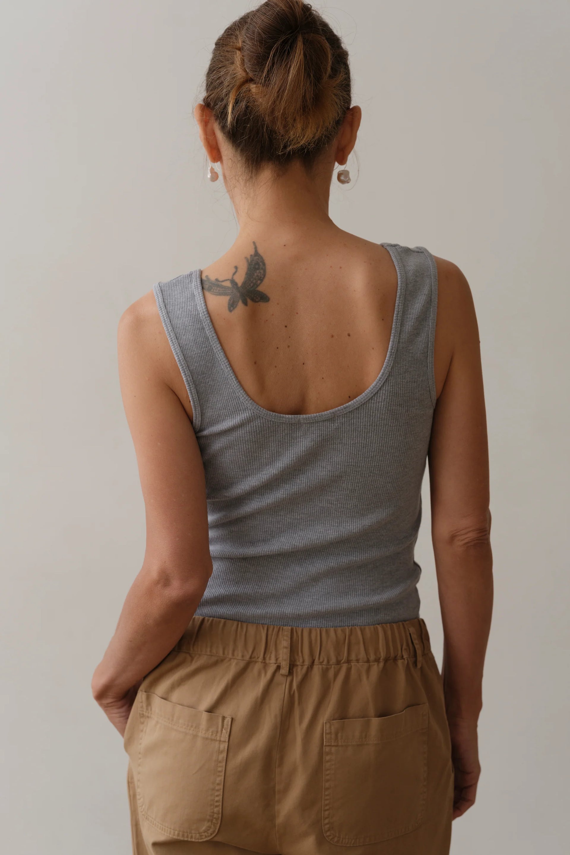 THE RIB SCOOP TANK - HEATHER GRAY