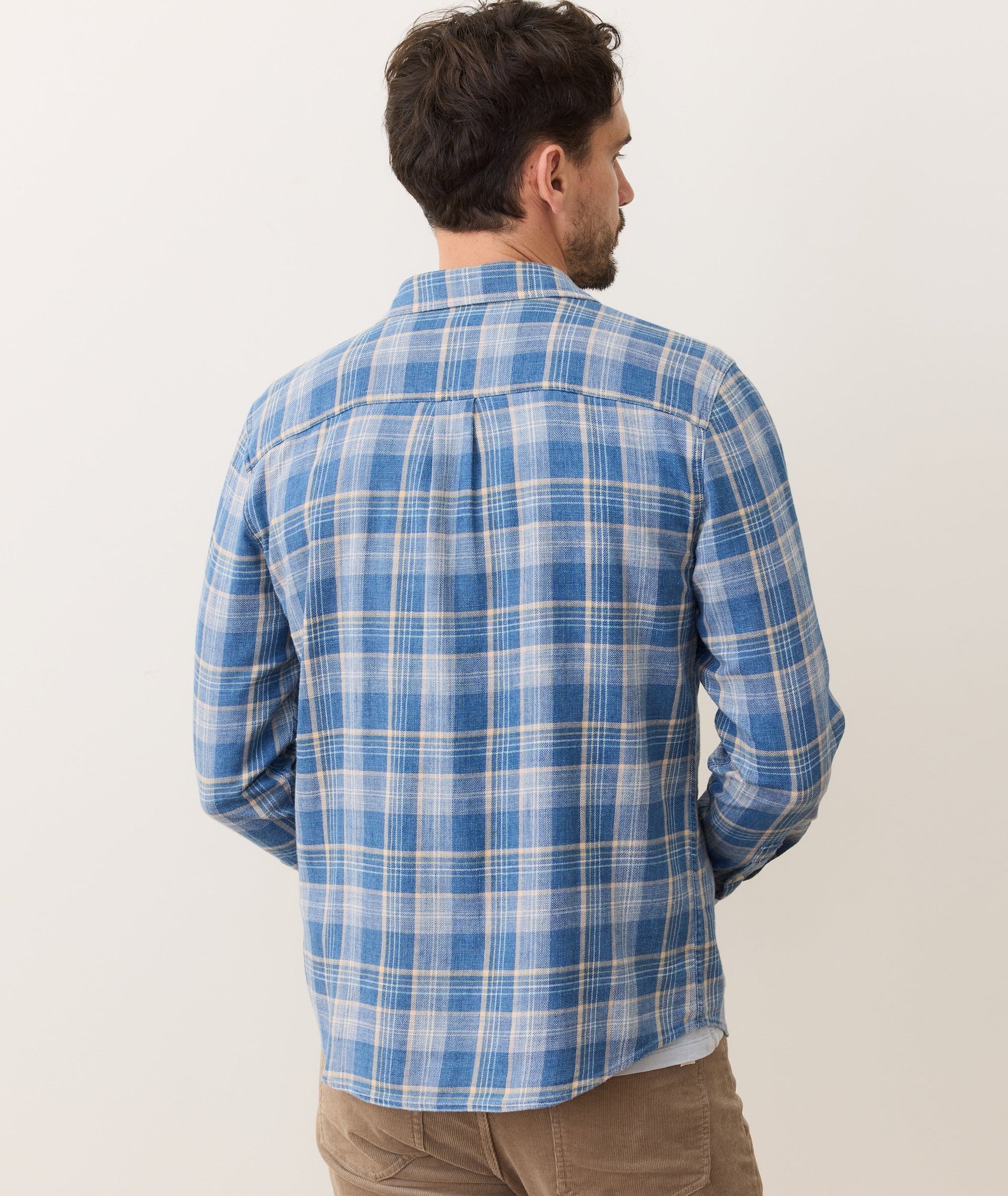 CLASSIC STRETCH SELVAGE SHIRT - BLUE INDIGO PLAID