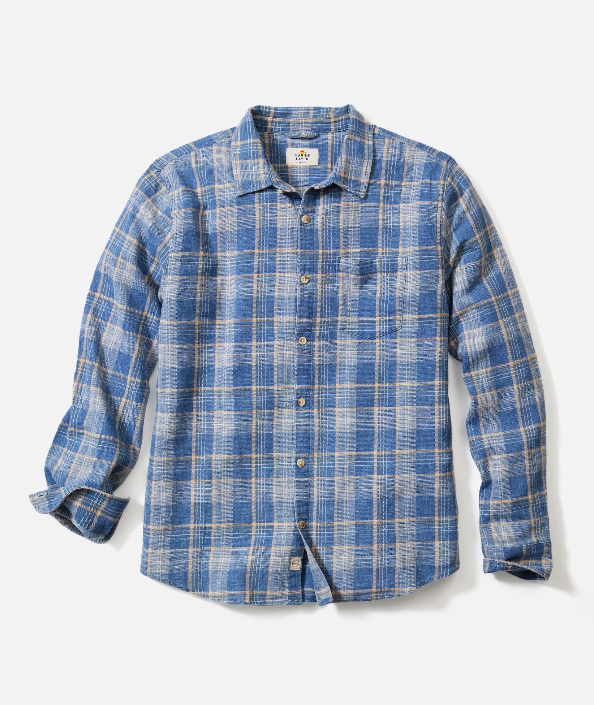 CLASSIC STRETCH SELVAGE SHIRT - BLUE INDIGO PLAID