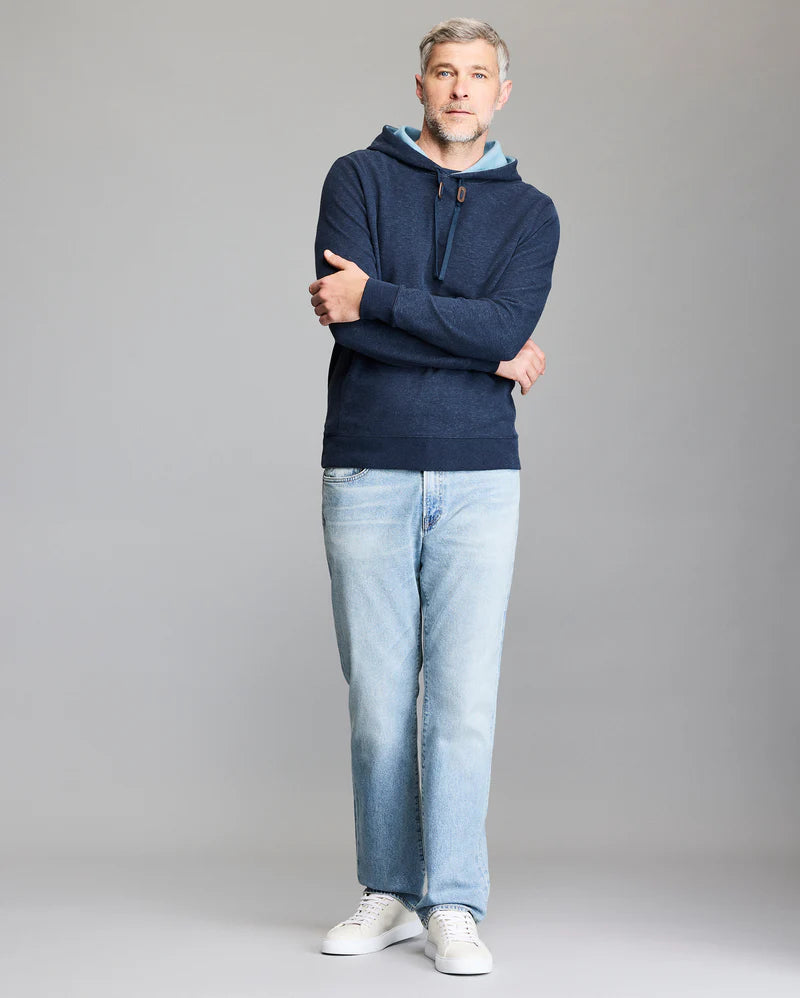 RIB HOODIE PULLOVER - CARBON BLUE