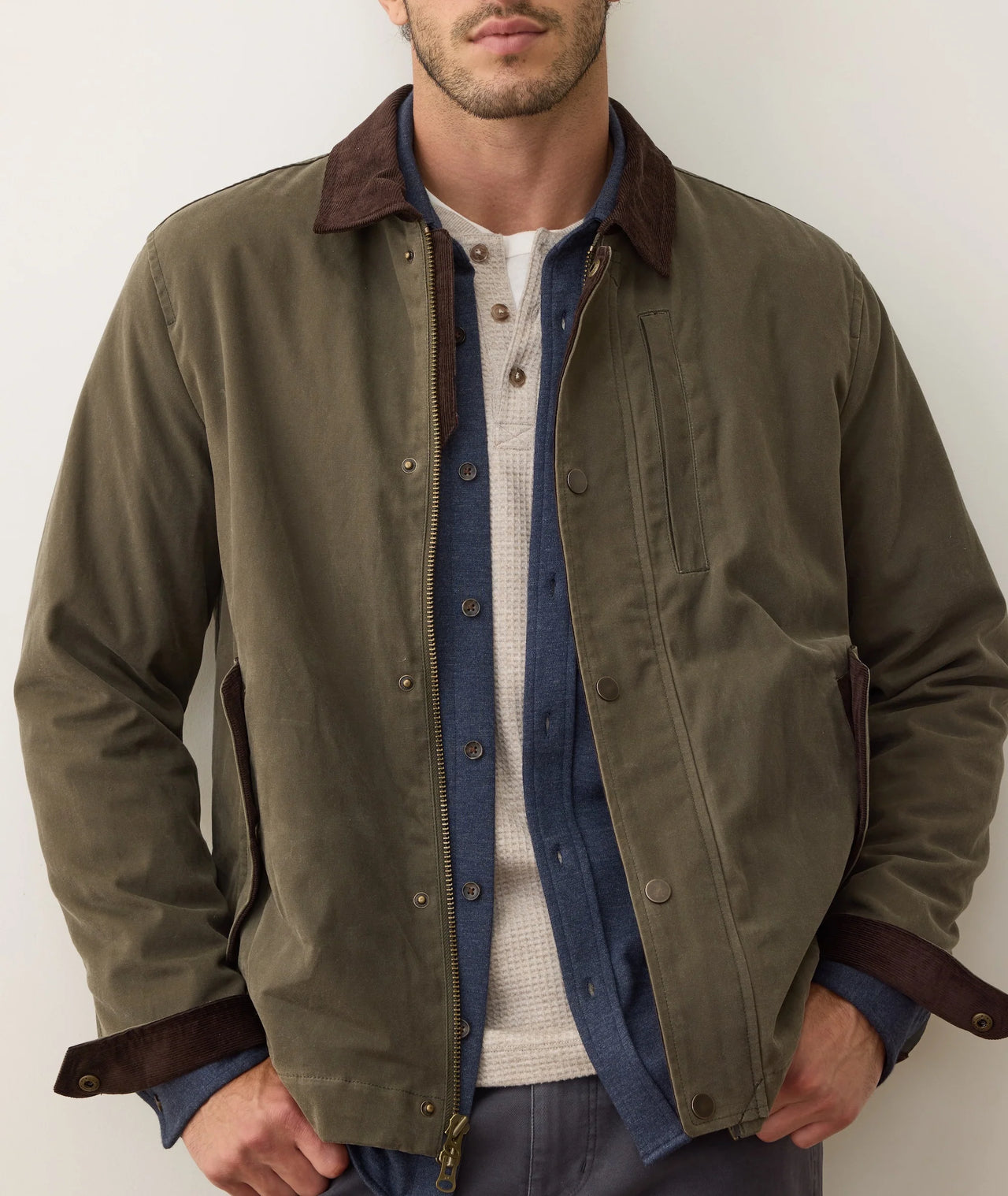 WESTON WAX CANVAS BARN JACKET - OLIVE