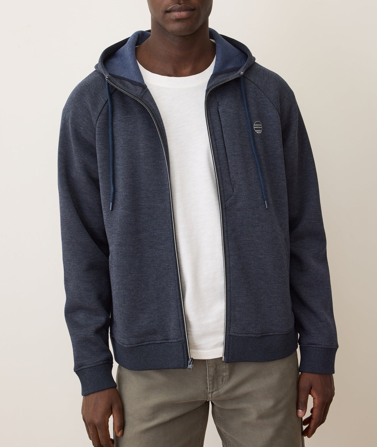 SCUBA KNIT ZIP HOODIE - NAVY