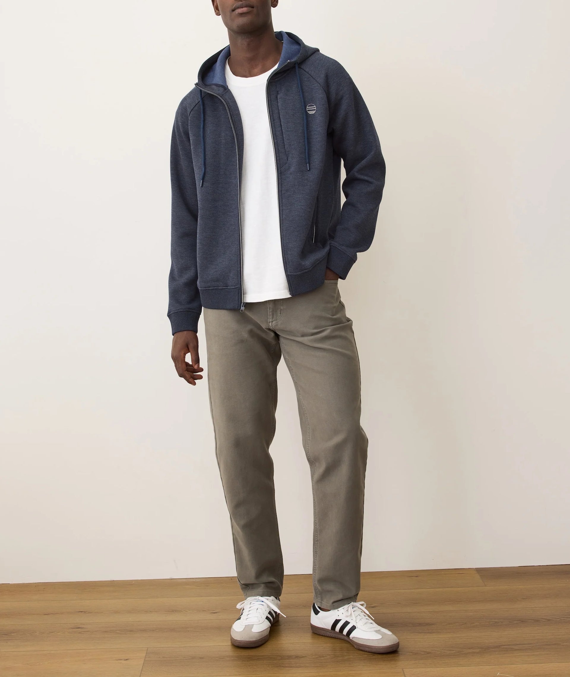 SCUBA KNIT ZIP HOODIE - NAVY