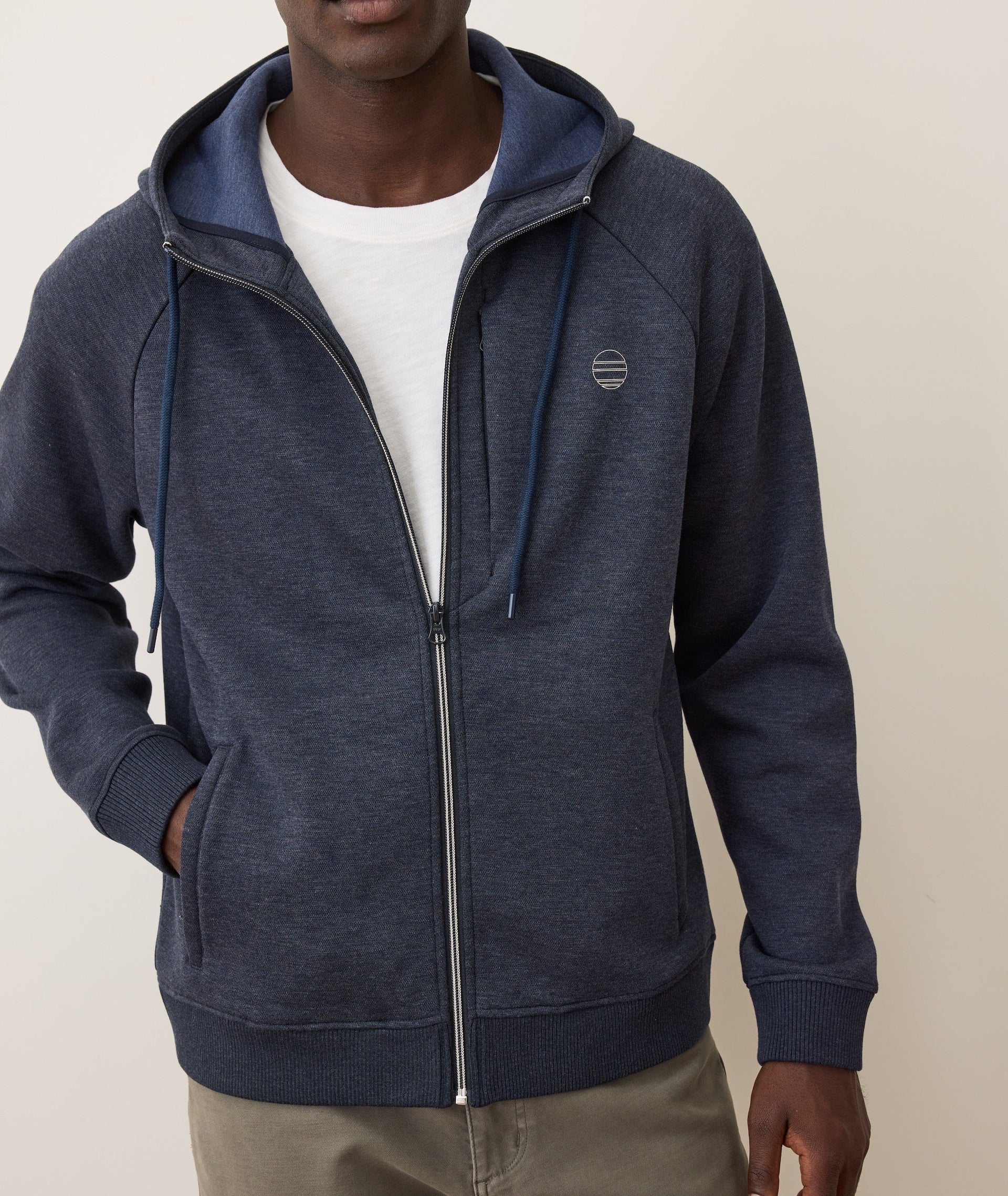 SCUBA KNIT ZIP HOODIE - NAVY