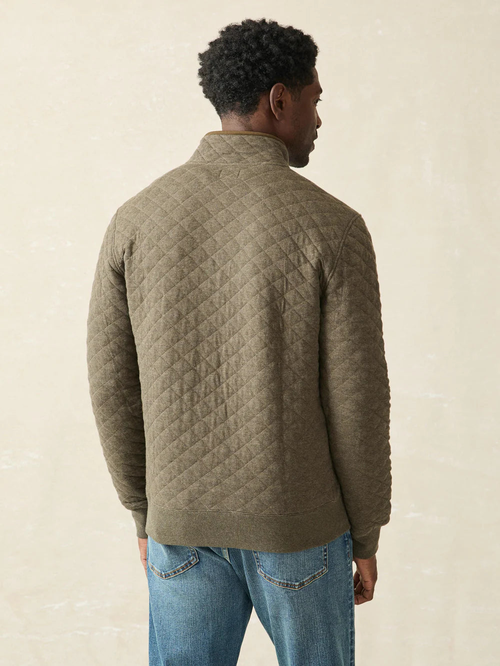 EPIC QUILTED FLEECE PULLOVER - OLIVE MELANGE