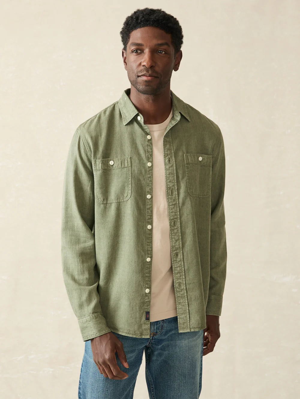 TRIED AND TRUE CHAMBRAY WORKSHIRT - DESERT OLIVE