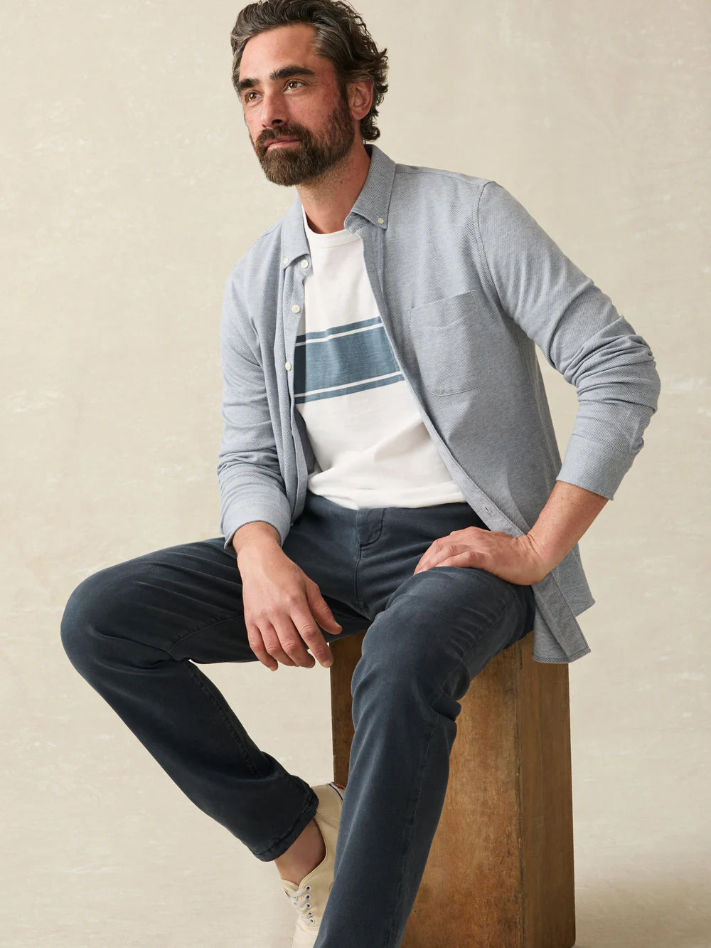 COASTLINE KNIT SHIRT - OCEANSIDE BLUE