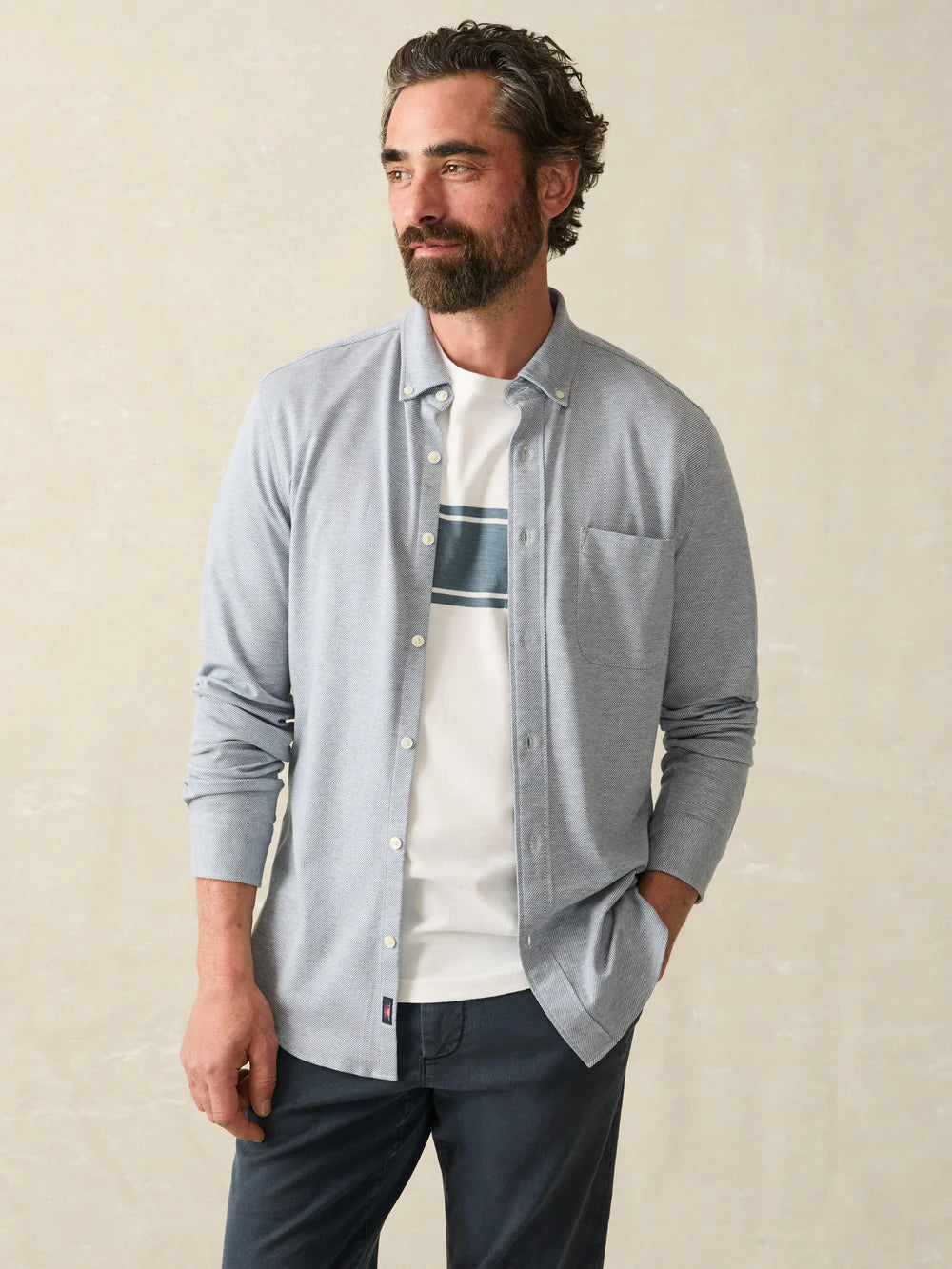 COASTLINE KNIT SHIRT - OCEANSIDE BLUE