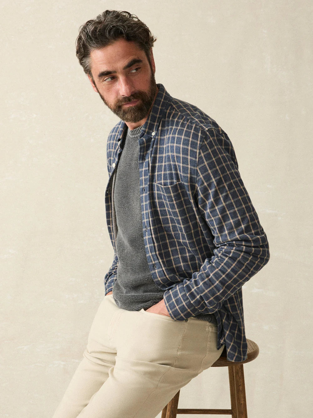 COASTLINE KNIT SHIRT - TWILIGHT CHECK