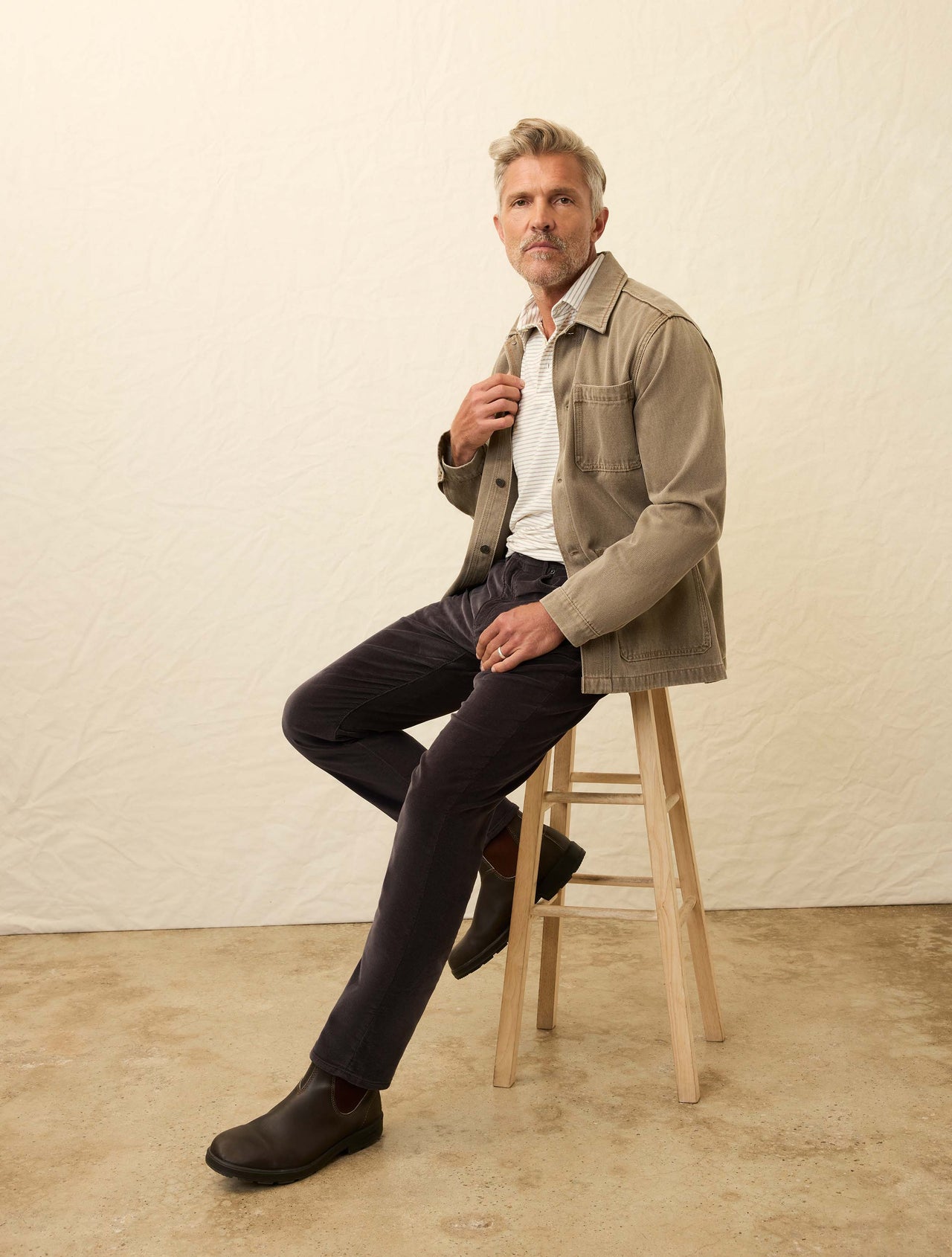 STRETCH TERRY CORD 5 POCKET - WASHED CHARCOAL